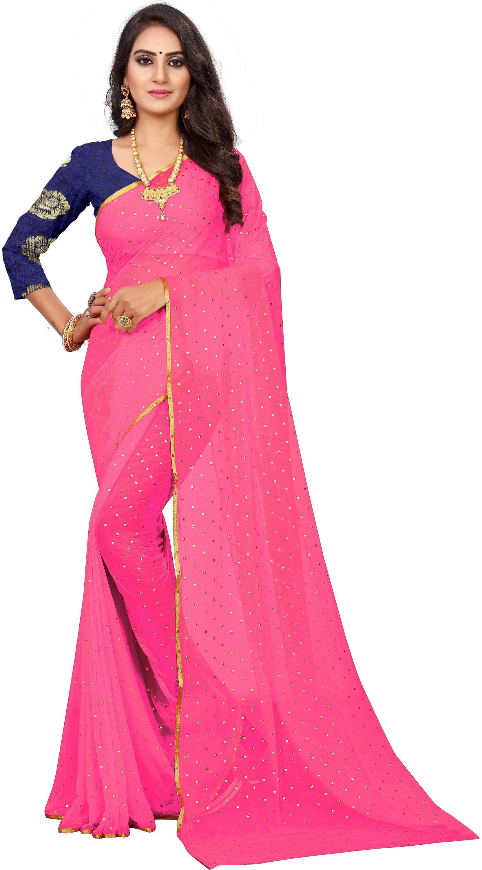 RedFish Chiffon Embellished Regular Saree With Unstitched Blouse Piece ( Pink ) RedFish Chiffon Embellished Regular Saree With Unstitched Blouse Piece ( Pink )