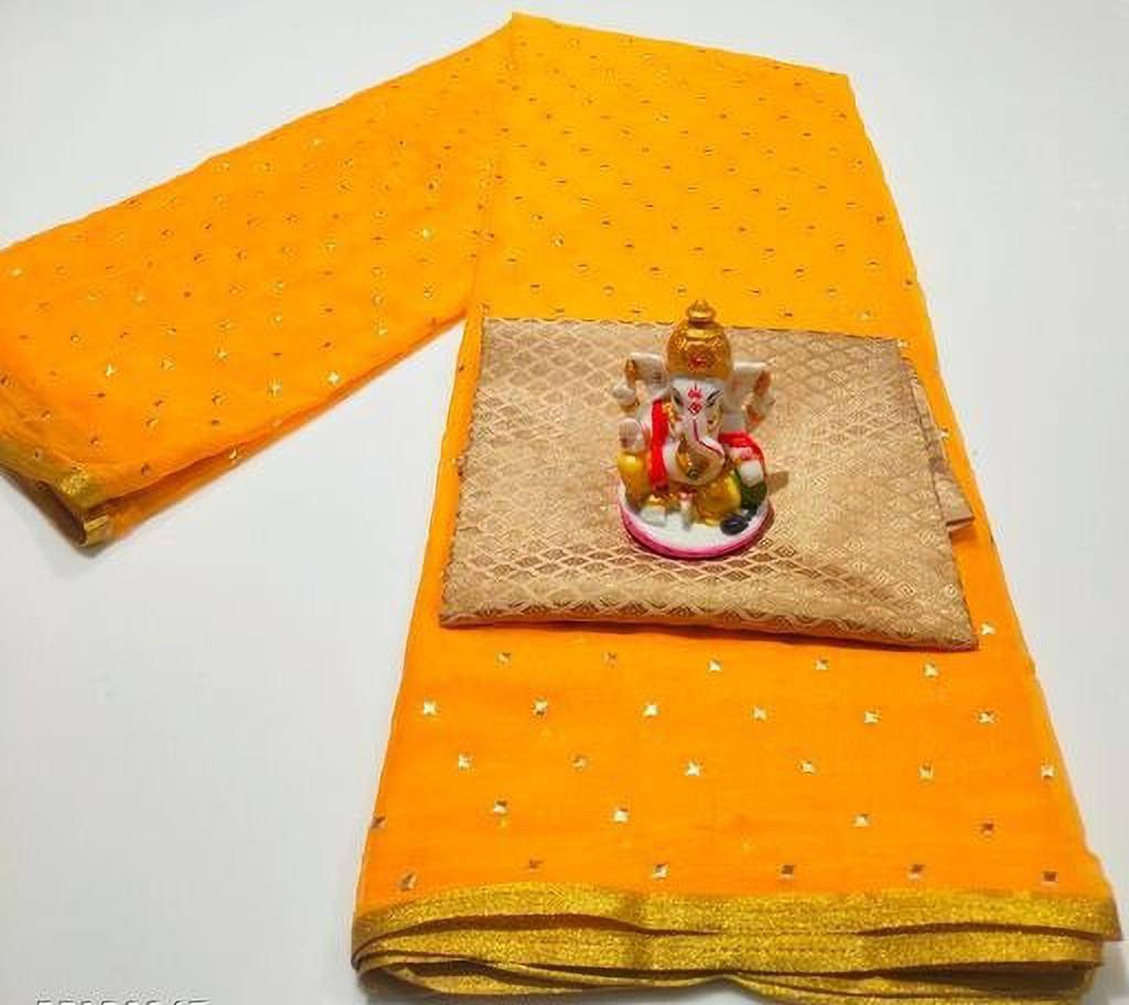     			RedFish Chiffon Embellished Regular Saree With Unstitched Blouse Piece ( Yellow )