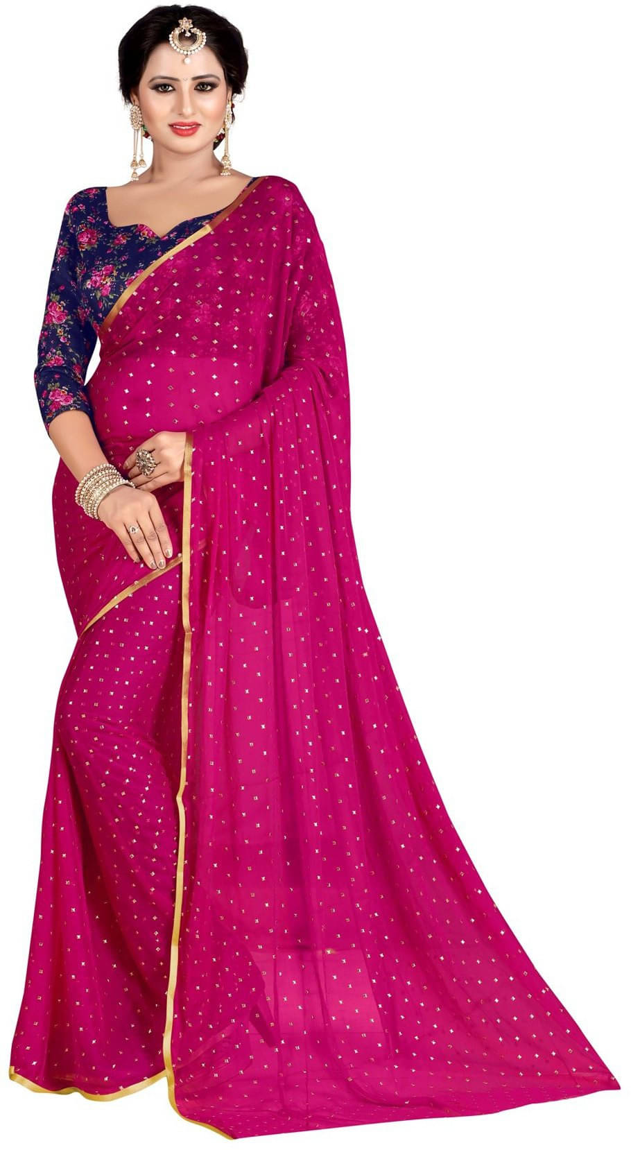 RedFish Chiffon Embellished Regular Saree With Unstitched Blouse Piece ( Pink ) RedFish Chiffon Embellished Regular Saree With Unstitched Blouse Piece ( Pink )