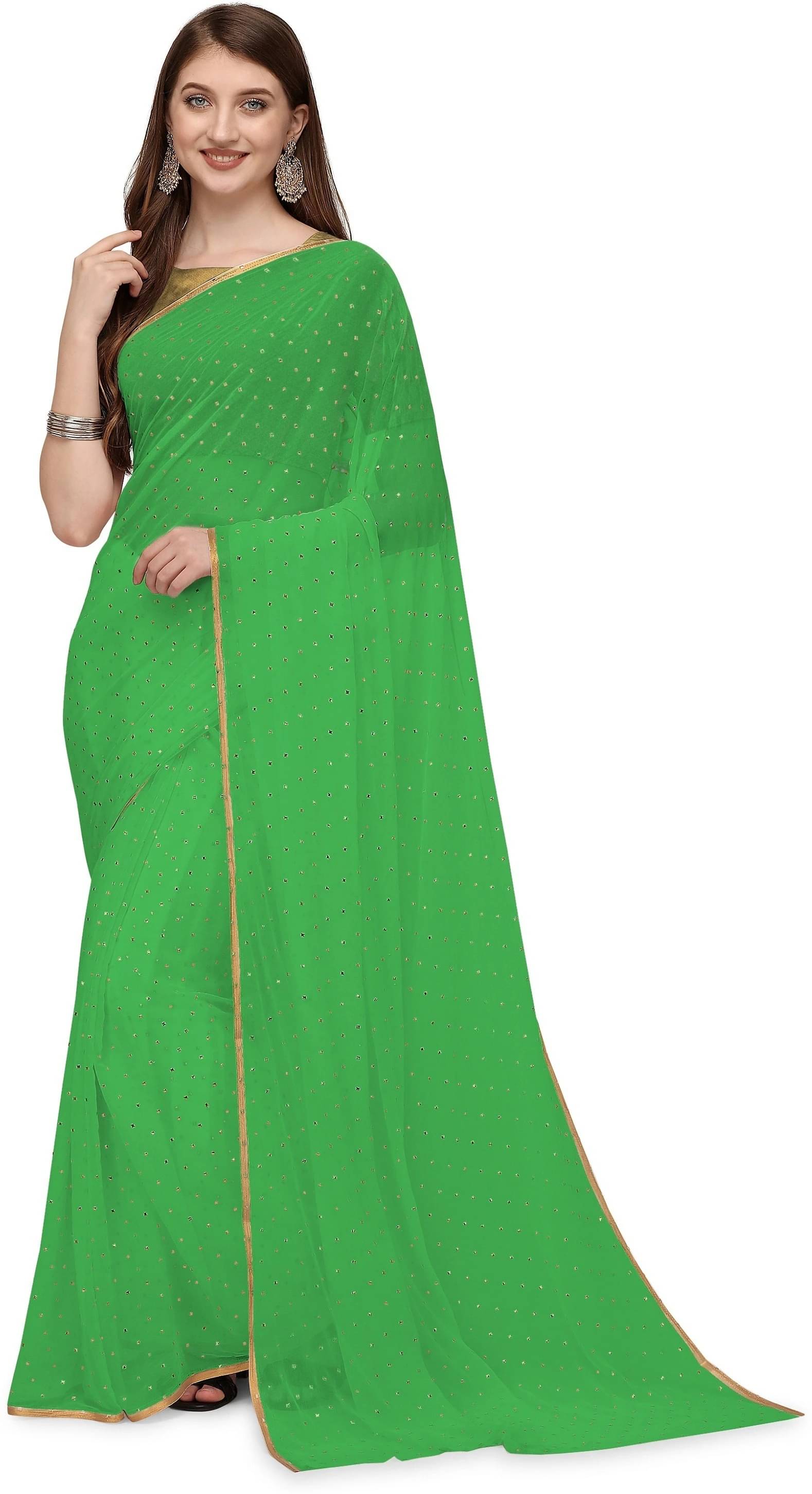 RedFish Chiffon Embellished Regular Saree With Unstitched Blouse Piece ( Light Green ) RedFish Chiffon Embellished Regular Saree With Unstitched Blouse Piece ( Light Green )