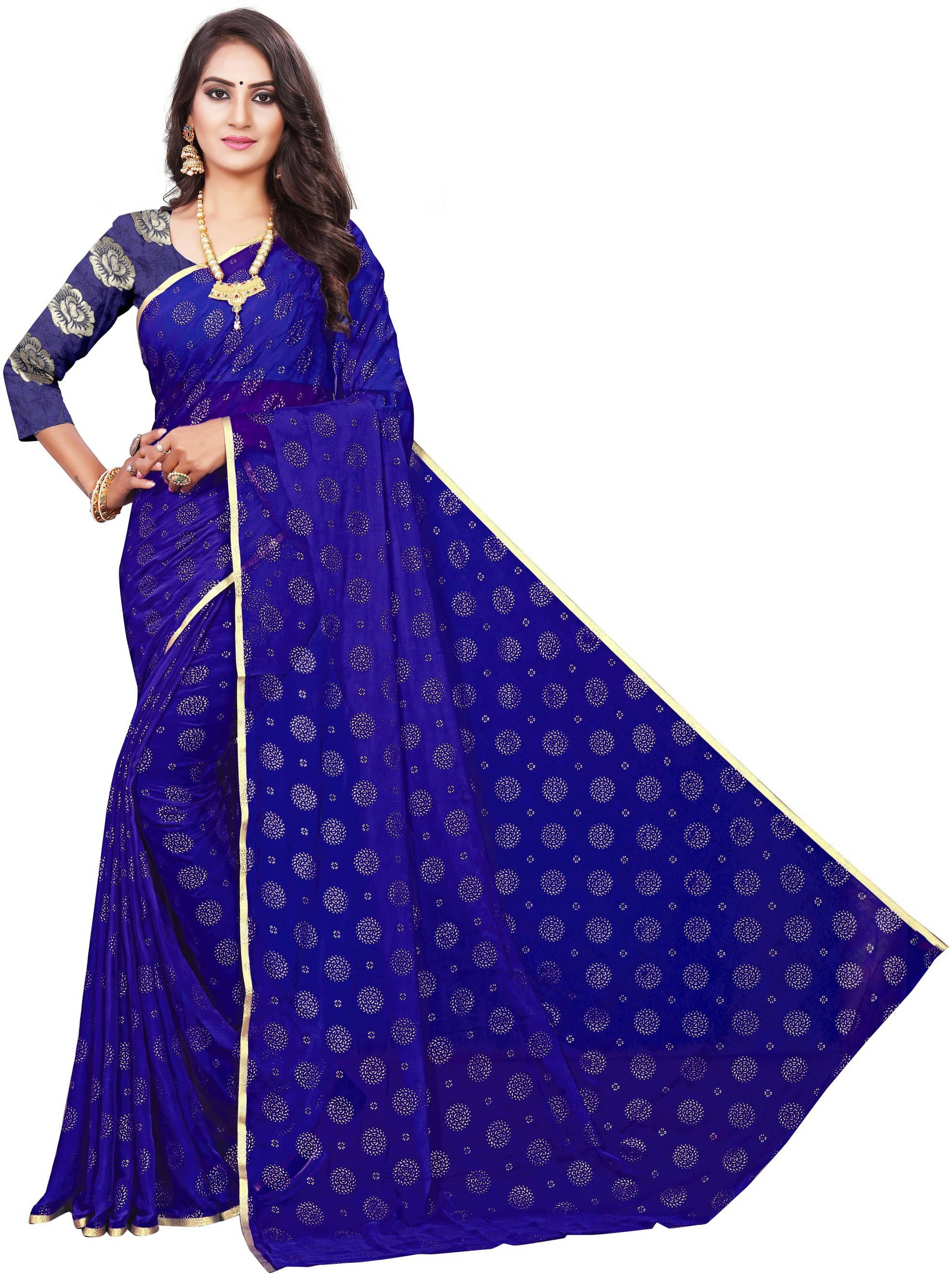 RedFish Chiffon Printed Bandhani Sarees With Unstitched Blouse Piece ( Blue ) RedFish Chiffon Printed Bandhani Sarees With Unstitched Blouse Piece ( Blue )