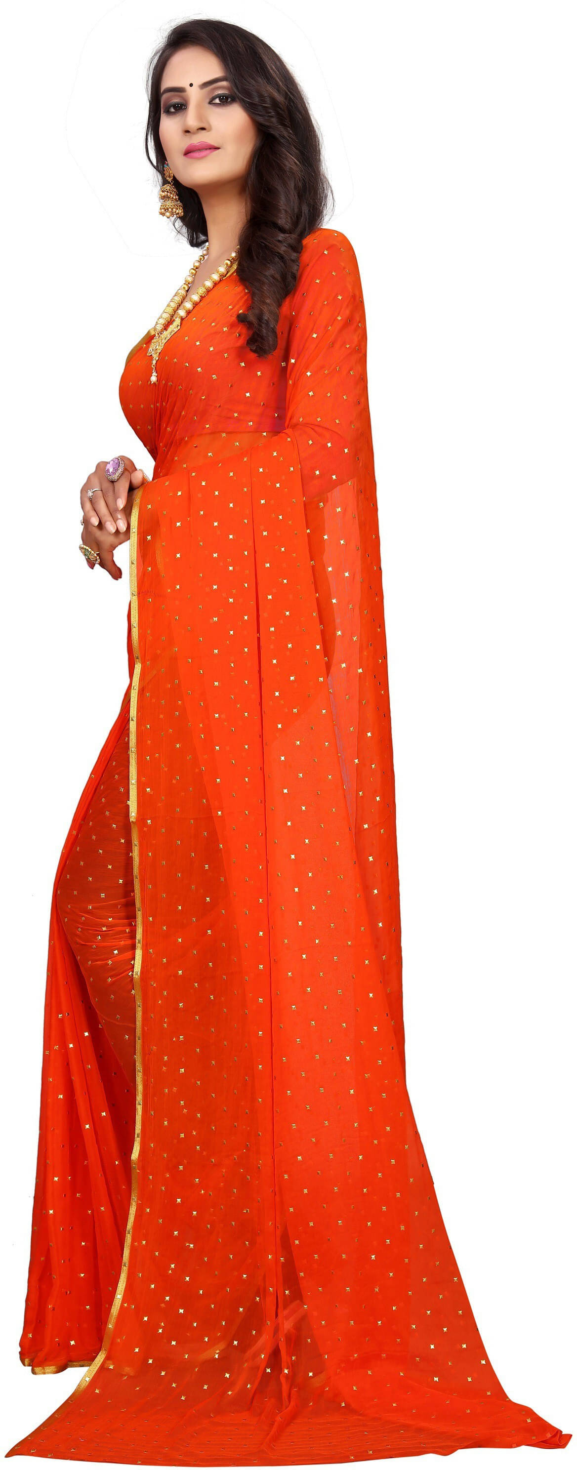 RedFish Chiffon Printed Bandhani Sarees With Unstitched Blouse Piece ( Orange ) RedFish Chiffon Printed Bandhani Sarees With Unstitched Blouse Piece ( Orange )