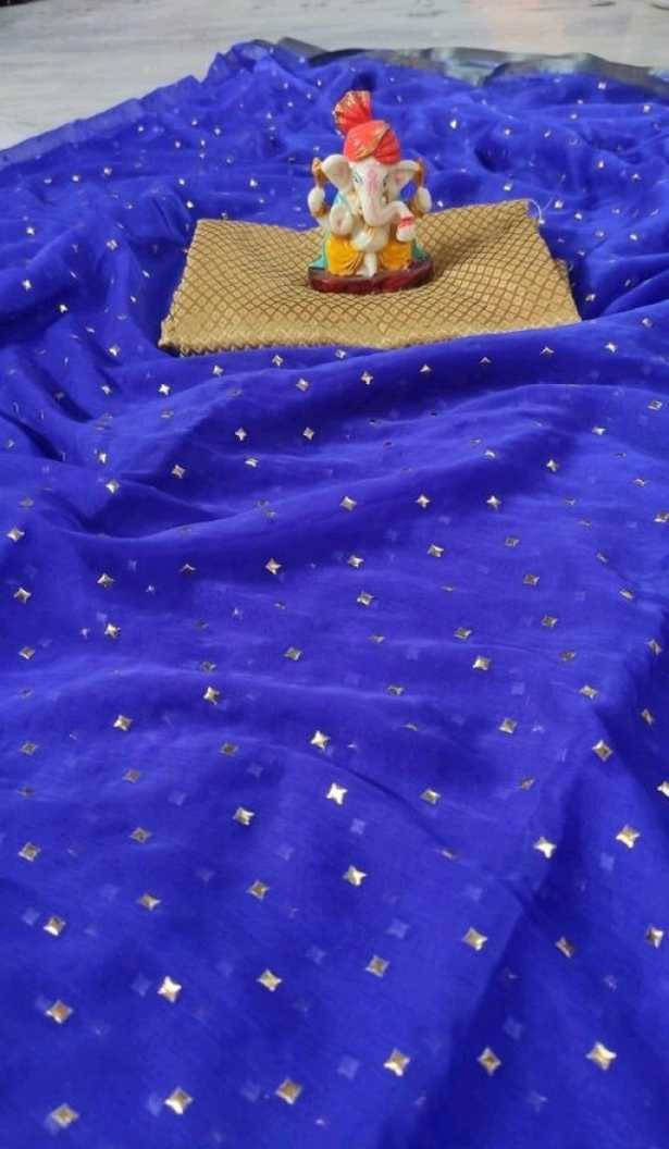 RedFish Chiffon Printed Regular Saree With Unstitched Blouse Piece ( Blue ) RedFish Chiffon Printed Regular Saree With Unstitched Blouse Piece ( Blue )