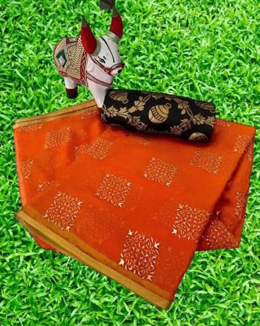     			RedFish Chiffon Printed Regular Saree With Unstitched Blouse Piece ( Orange )