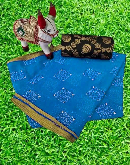 RedFish Chiffon Printed Regular Saree With Unstitched Blouse Piece ( Light Blue ) RedFish Chiffon Printed Regular Saree With Unstitched Blouse Piece ( Light Blue )