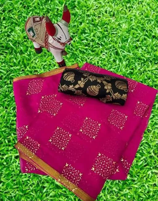 RedFish Chiffon Printed Regular Saree With Unstitched Blouse Piece ( Pink ) RedFish Chiffon Printed Regular Saree With Unstitched Blouse Piece ( Pink )