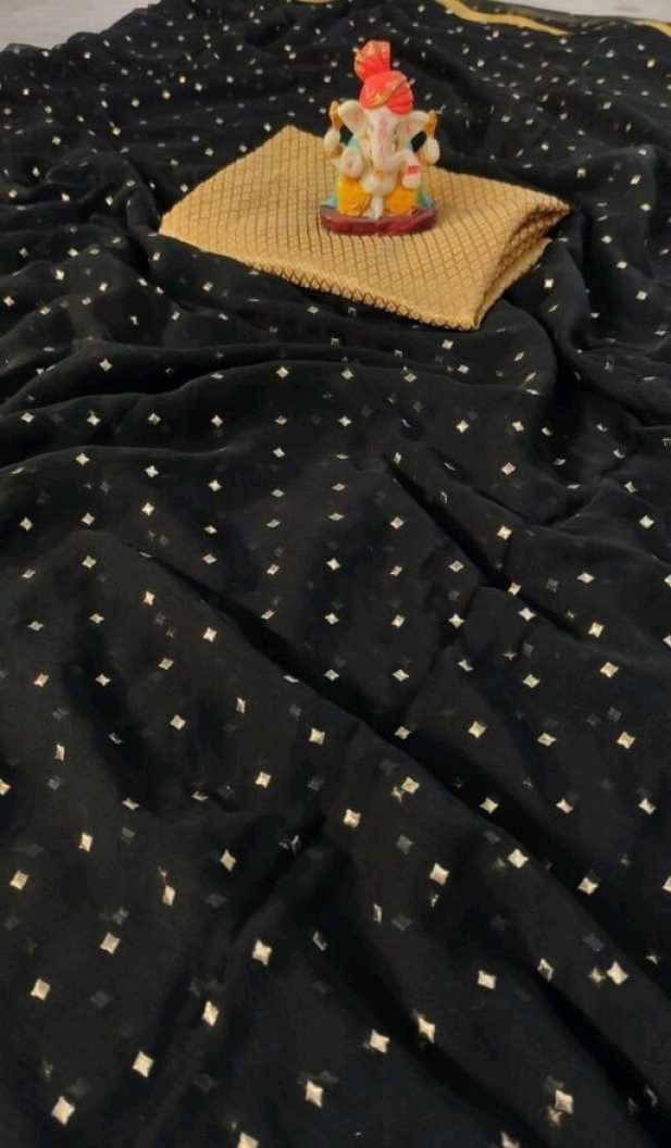 RedFish Chiffon Printed Regular Saree With Unstitched Blouse Piece ( Black ) RedFish Chiffon Printed Regular Saree With Unstitched Blouse Piece ( Black )