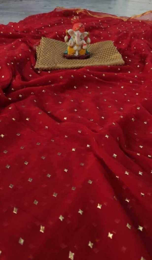     			RedFish Chiffon Printed Regular Saree With Unstitched Blouse Piece ( Red )