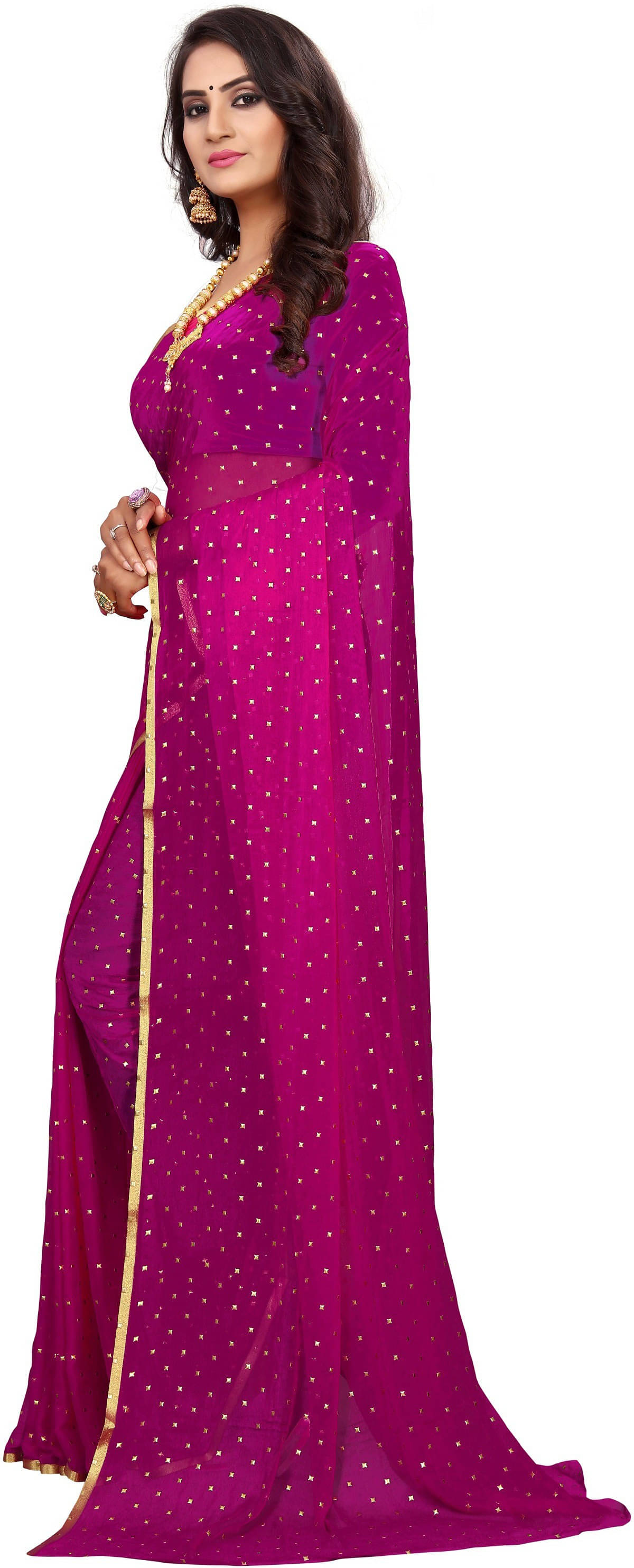 RedFish Chiffon Printed Regular Saree With Unstitched Blouse Piece ( Pink ) RedFish Chiffon Printed Regular Saree With Unstitched Blouse Piece ( Pink )