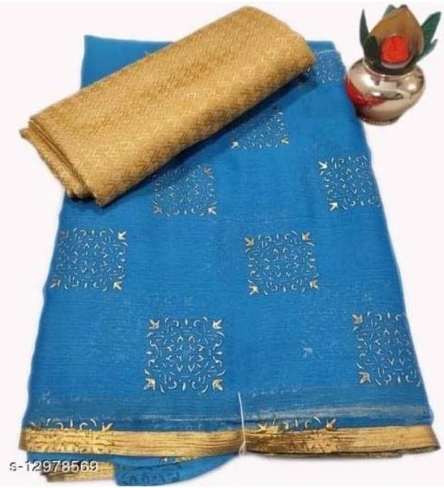 RedFish Chiffon Printed Regular Saree With Unstitched Blouse Piece ( Light Blue ) RedFish Chiffon Printed Regular Saree With Unstitched Blouse Piece ( Light Blue )