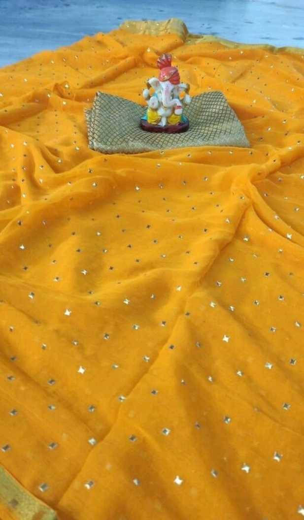 RedFish Chiffon Printed Regular Saree With Unstitched Blouse Piece ( Yellow ) RedFish Chiffon Printed Regular Saree With Unstitched Blouse Piece ( Yellow )