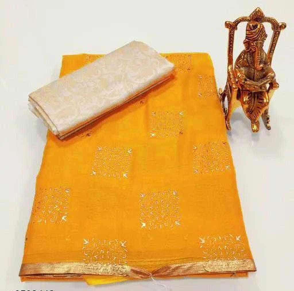     			RedFish Chiffon Printed Regular Saree With Unstitched Blouse Piece ( Yellow )