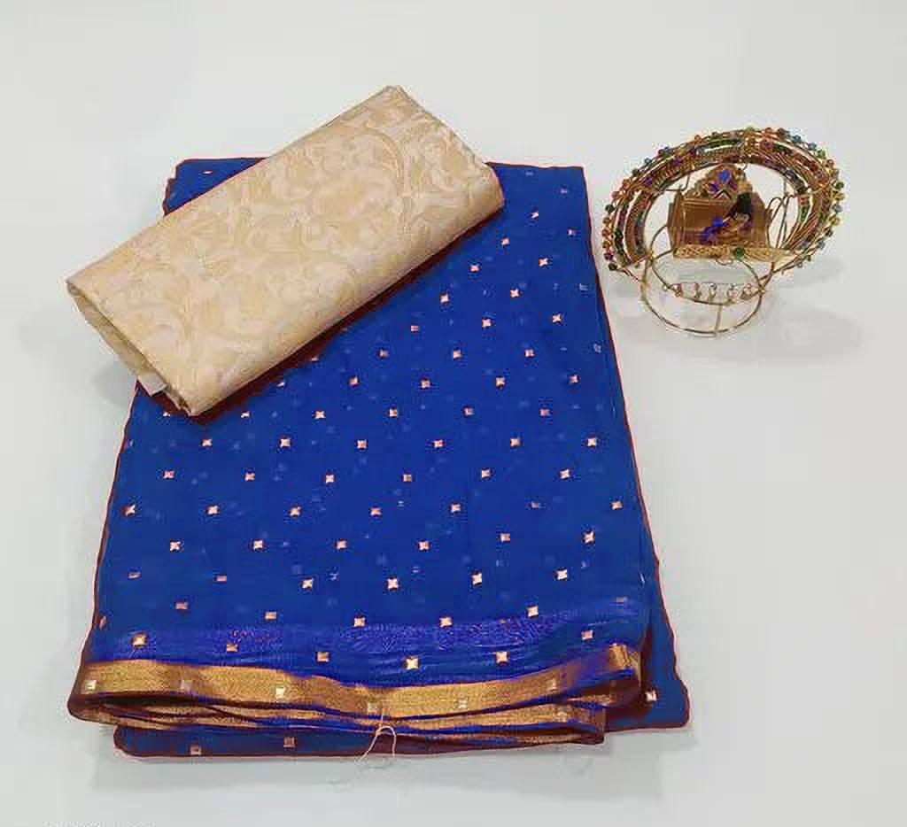     			RedFish Chiffon Printed Regular Saree With Unstitched Blouse Piece ( Light Blue )