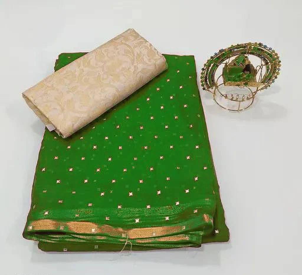 RedFish Chiffon Printed Regular Saree With Unstitched Blouse Piece ( Green ) RedFish Chiffon Printed Regular Saree With Unstitched Blouse Piece ( Green )
