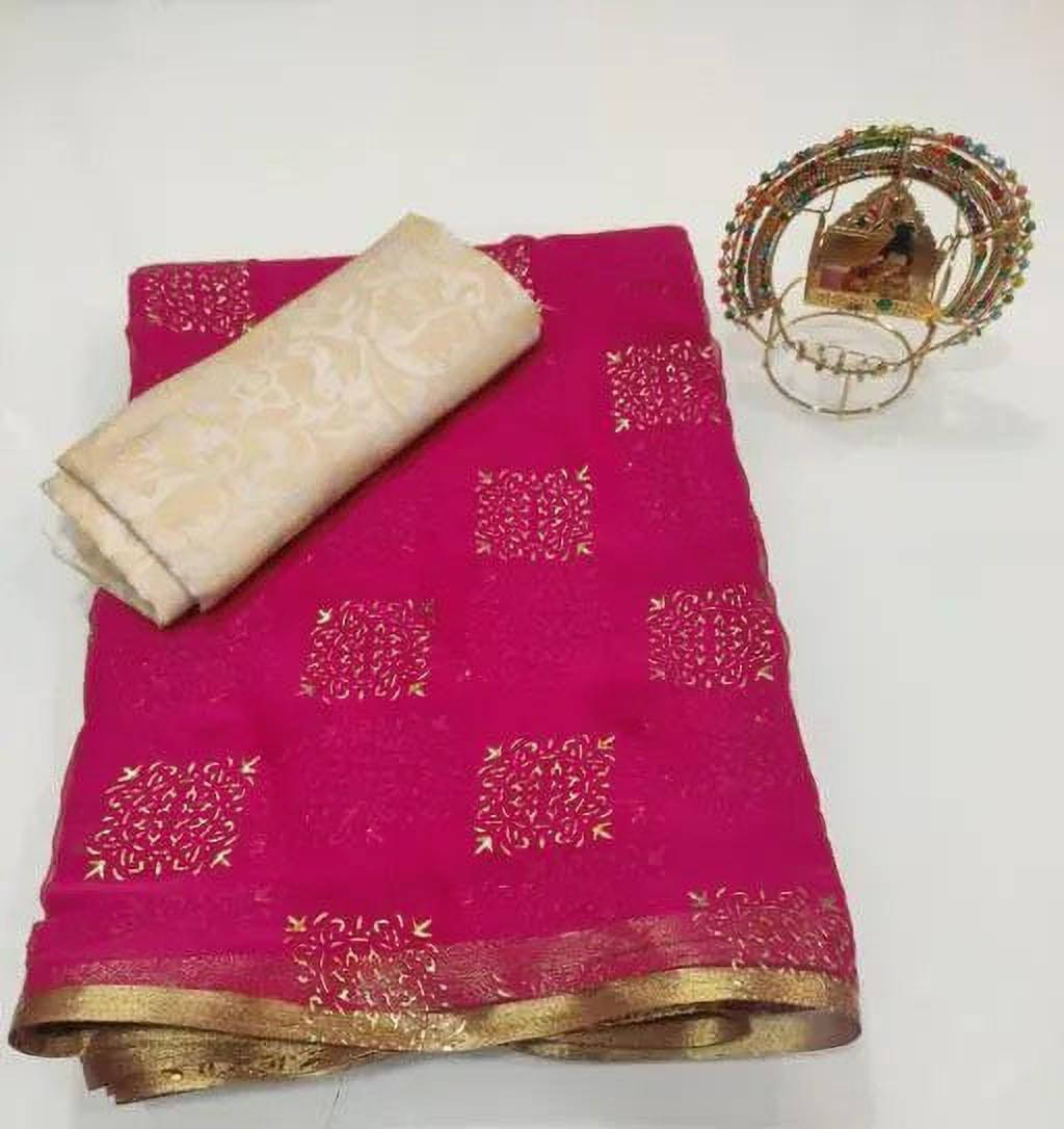     			RedFish Chiffon Printed Regular Saree With Unstitched Blouse Piece ( Pink )