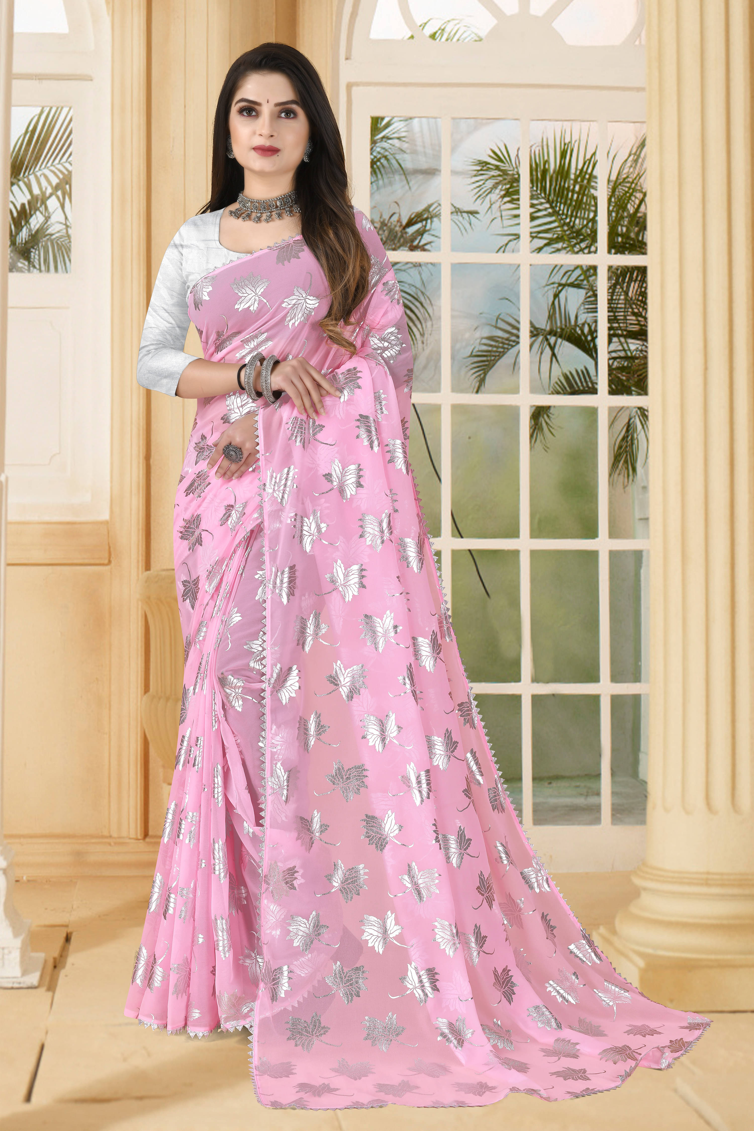 RedFish Chiffon Printed Regular Saree With Unstitched Blouse Piece ( Multicolor ) RedFish Chiffon Printed Regular Saree With Unstitched Blouse Piece ( Multicolor )