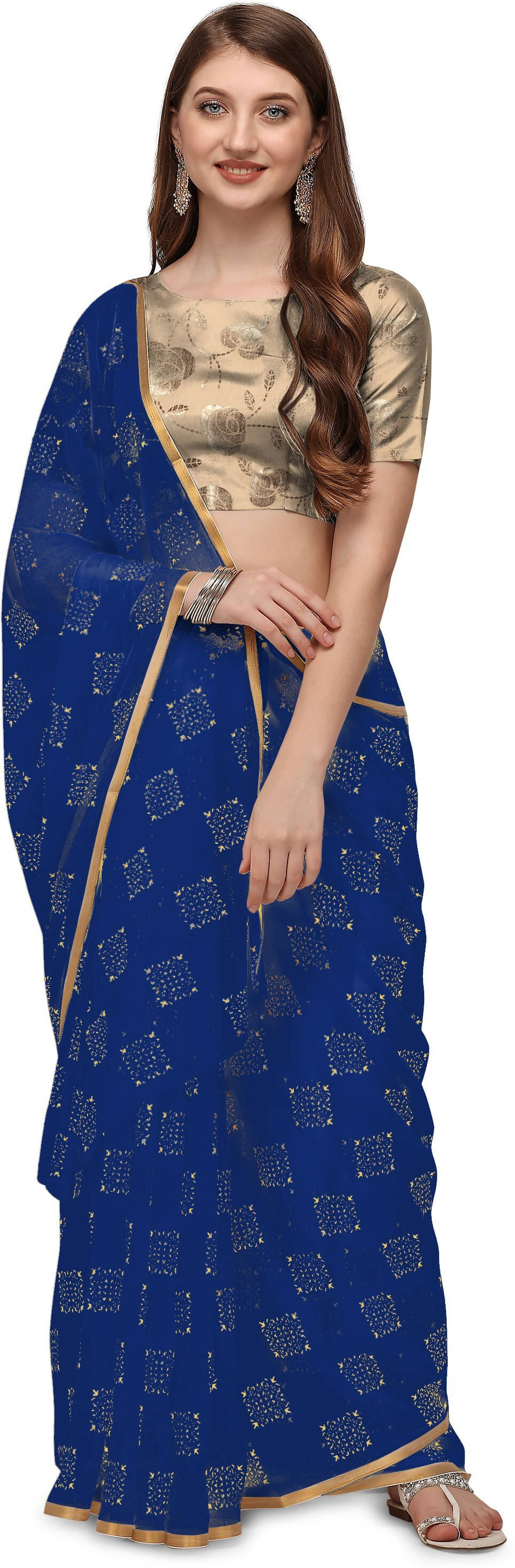 RedFish Chiffon Printed Regular Saree With Unstitched Blouse Piece ( Navy Blue ) RedFish Chiffon Printed Regular Saree With Unstitched Blouse Piece ( Navy Blue )