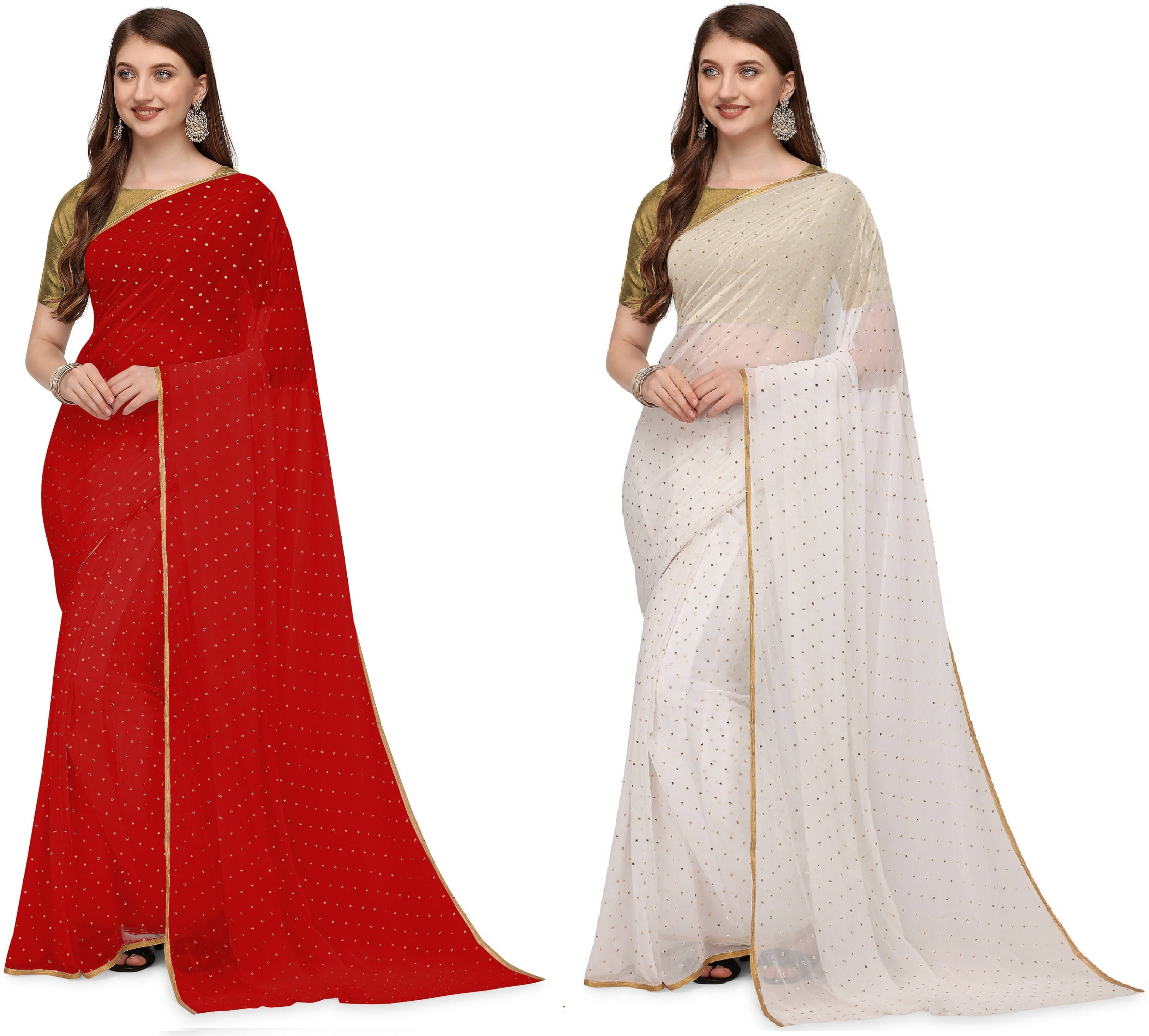 RedFish Chiffon Solid Regular Saree With Unstitched Blouse Piece ( Multicolor ) RedFish Chiffon Solid Regular Saree With Unstitched Blouse Piece ( Multicolor )