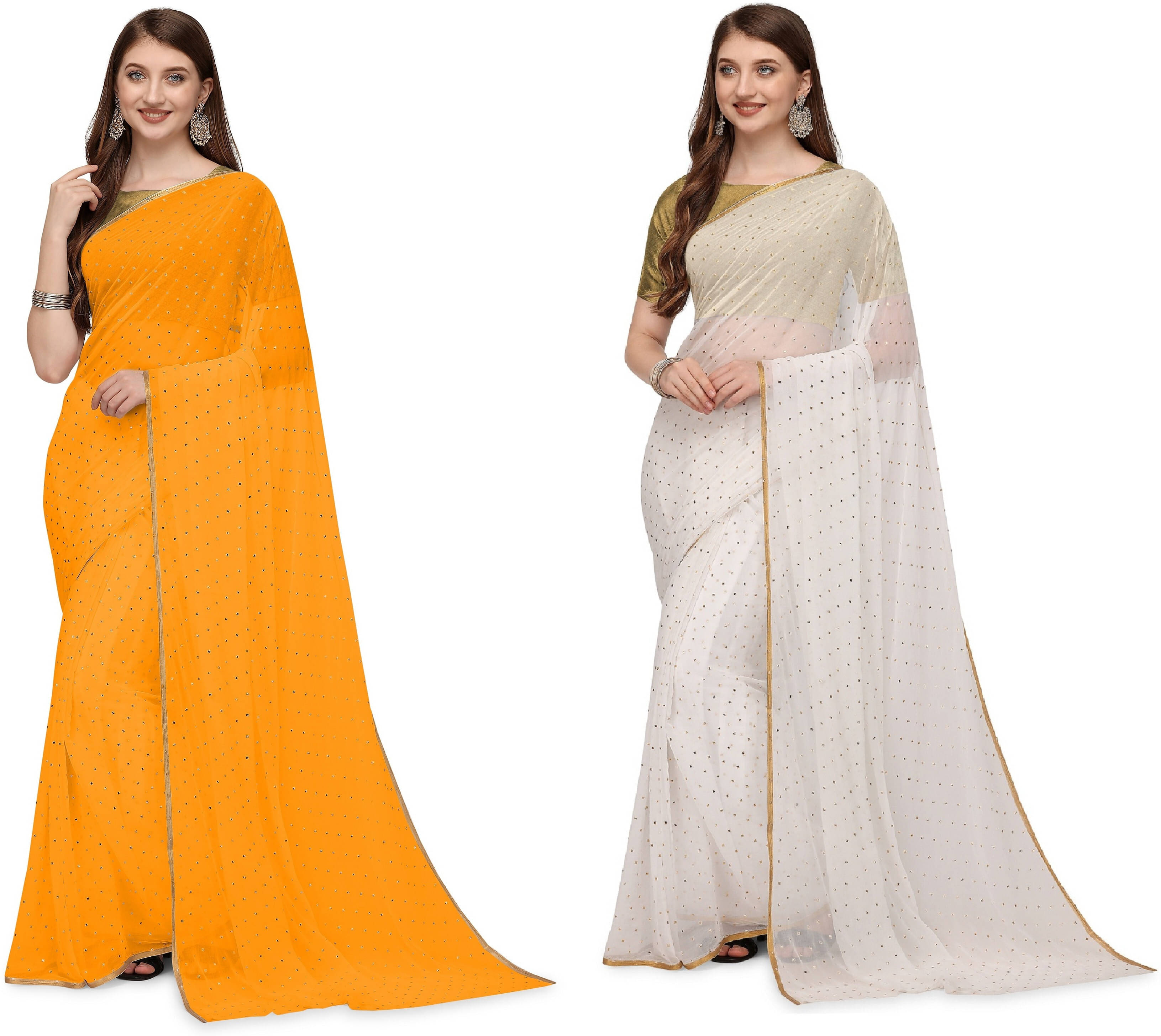 RedFish Chiffon Solid Regular Saree With Unstitched Blouse Piece ( Multicolor ) RedFish Chiffon Solid Regular Saree With Unstitched Blouse Piece ( Multicolor )