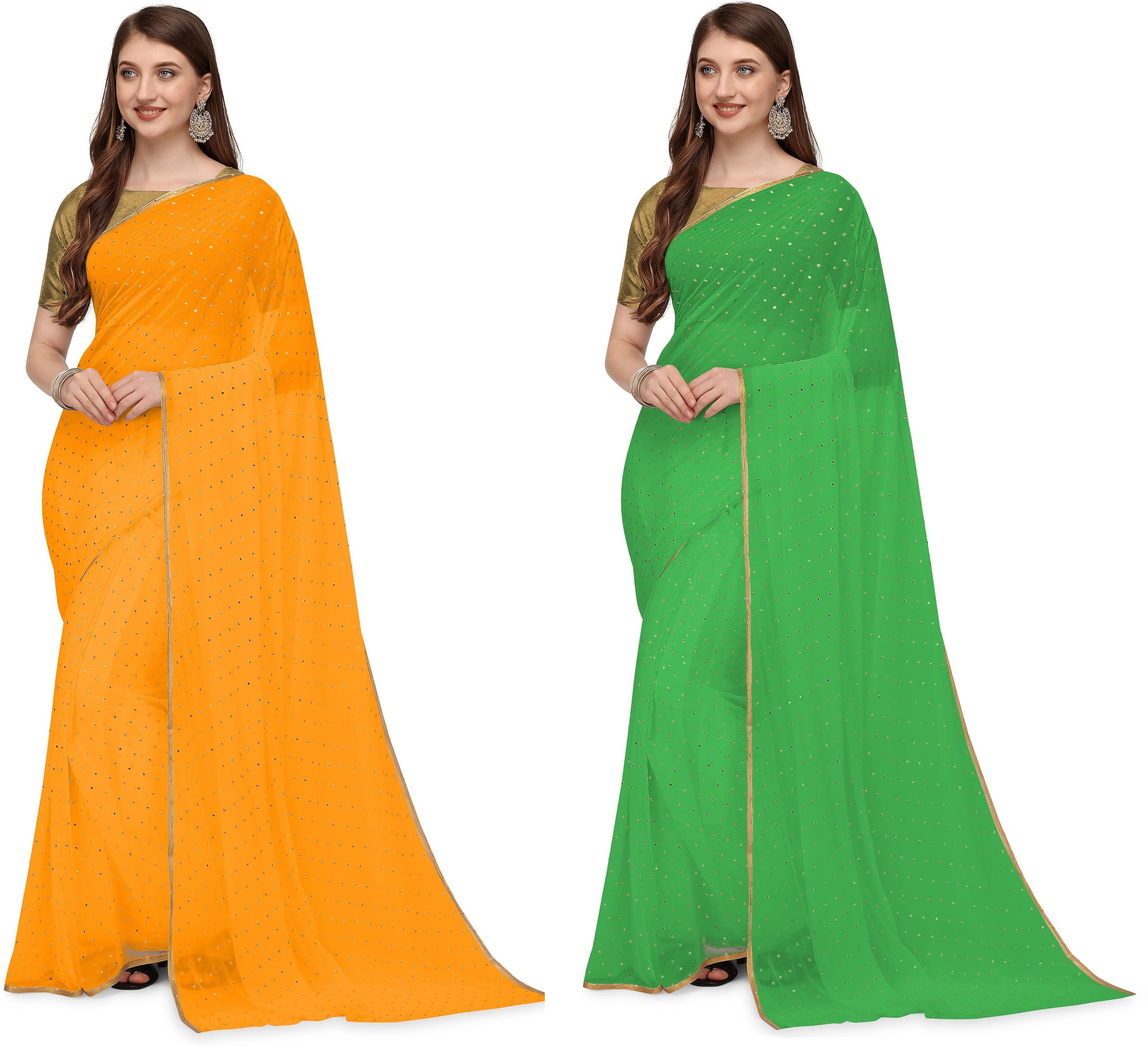    			RedFish Chiffon Solid Regular Saree With Unstitched Blouse Piece ( Multicolor )