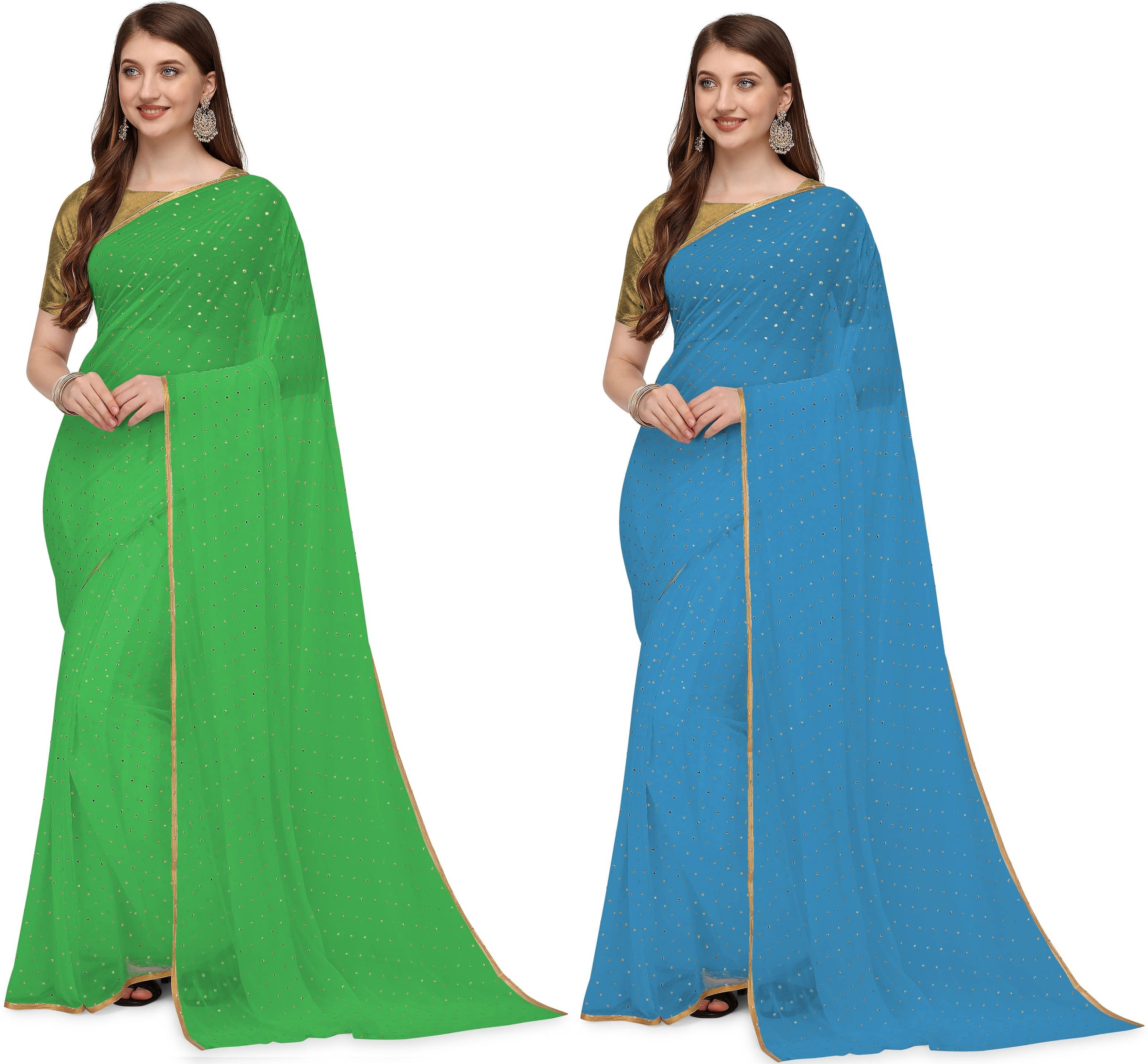 RedFish Chiffon Solid Regular Saree With Unstitched Blouse Piece ( Multicolor ) RedFish Chiffon Solid Regular Saree With Unstitched Blouse Piece ( Multicolor )