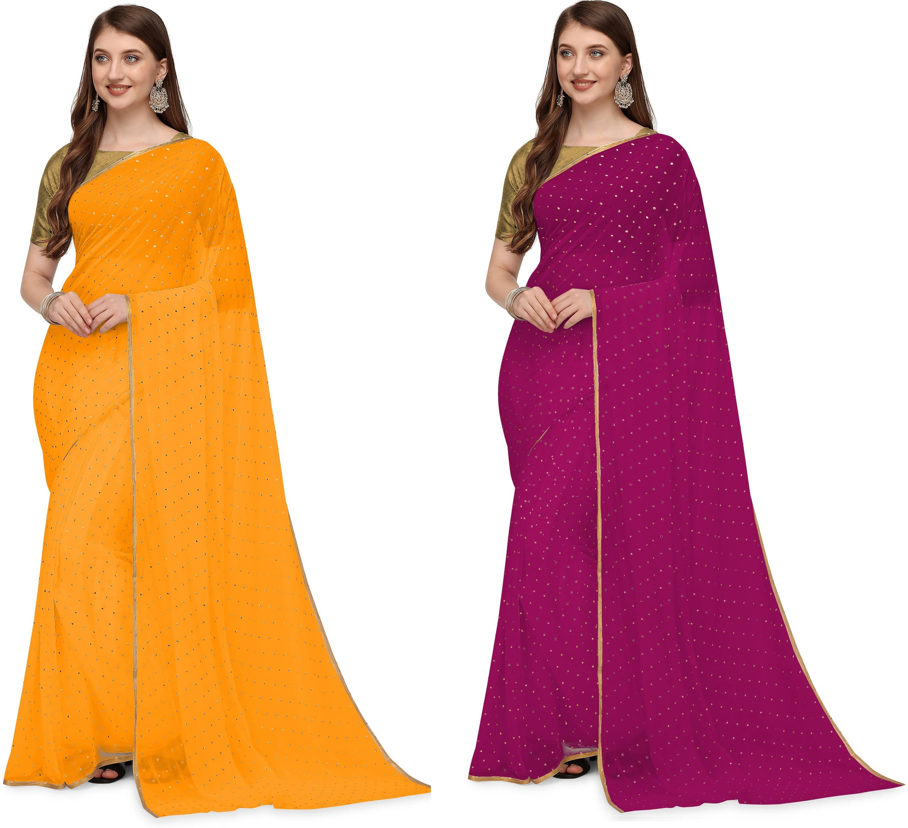     			RedFish Chiffon Solid Regular Saree With Unstitched Blouse Piece ( Multicolor )