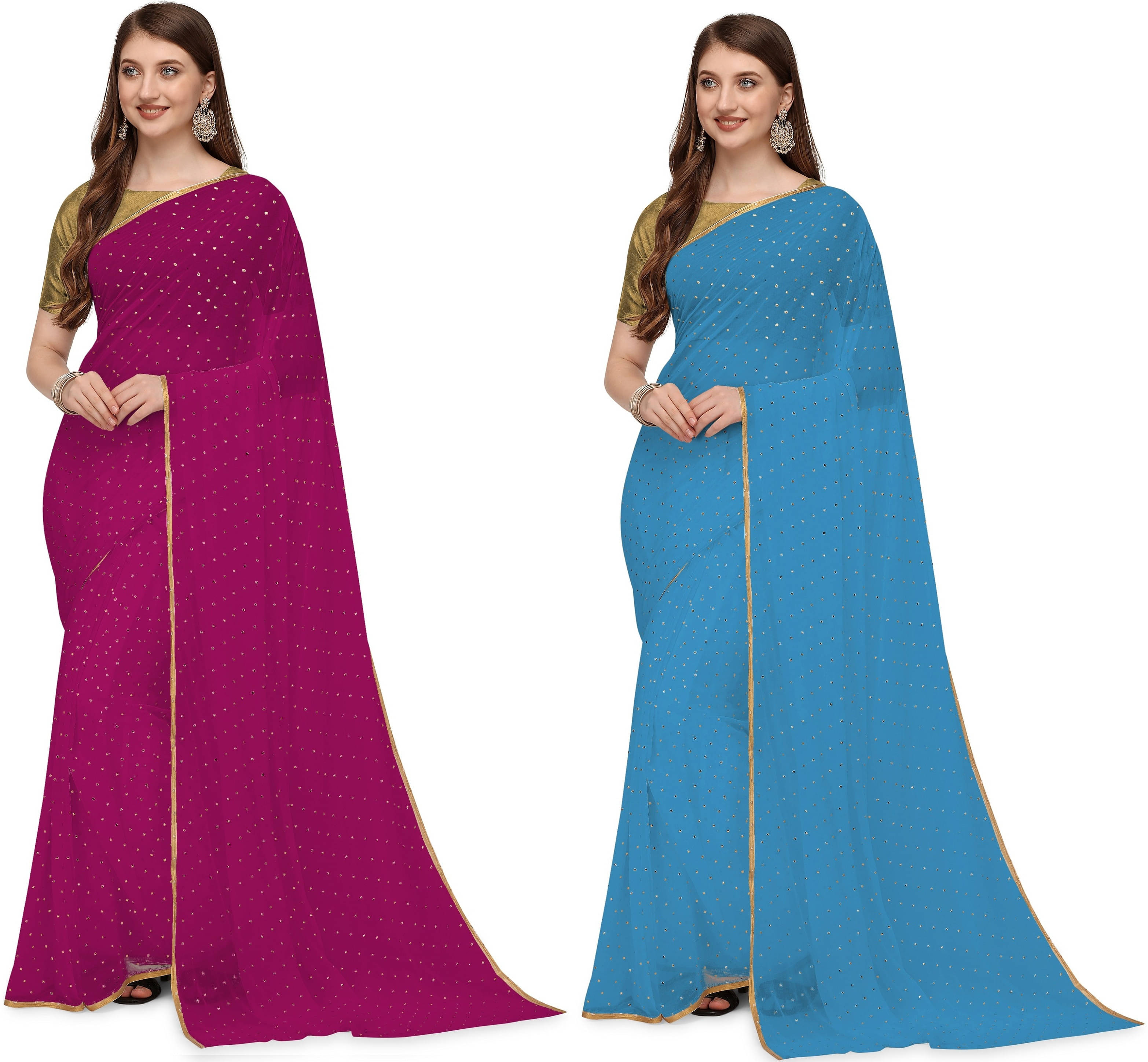 RedFish Chiffon Solid Regular Saree With Unstitched Blouse Piece ( Multicolor ) RedFish Chiffon Solid Regular Saree With Unstitched Blouse Piece ( Multicolor )