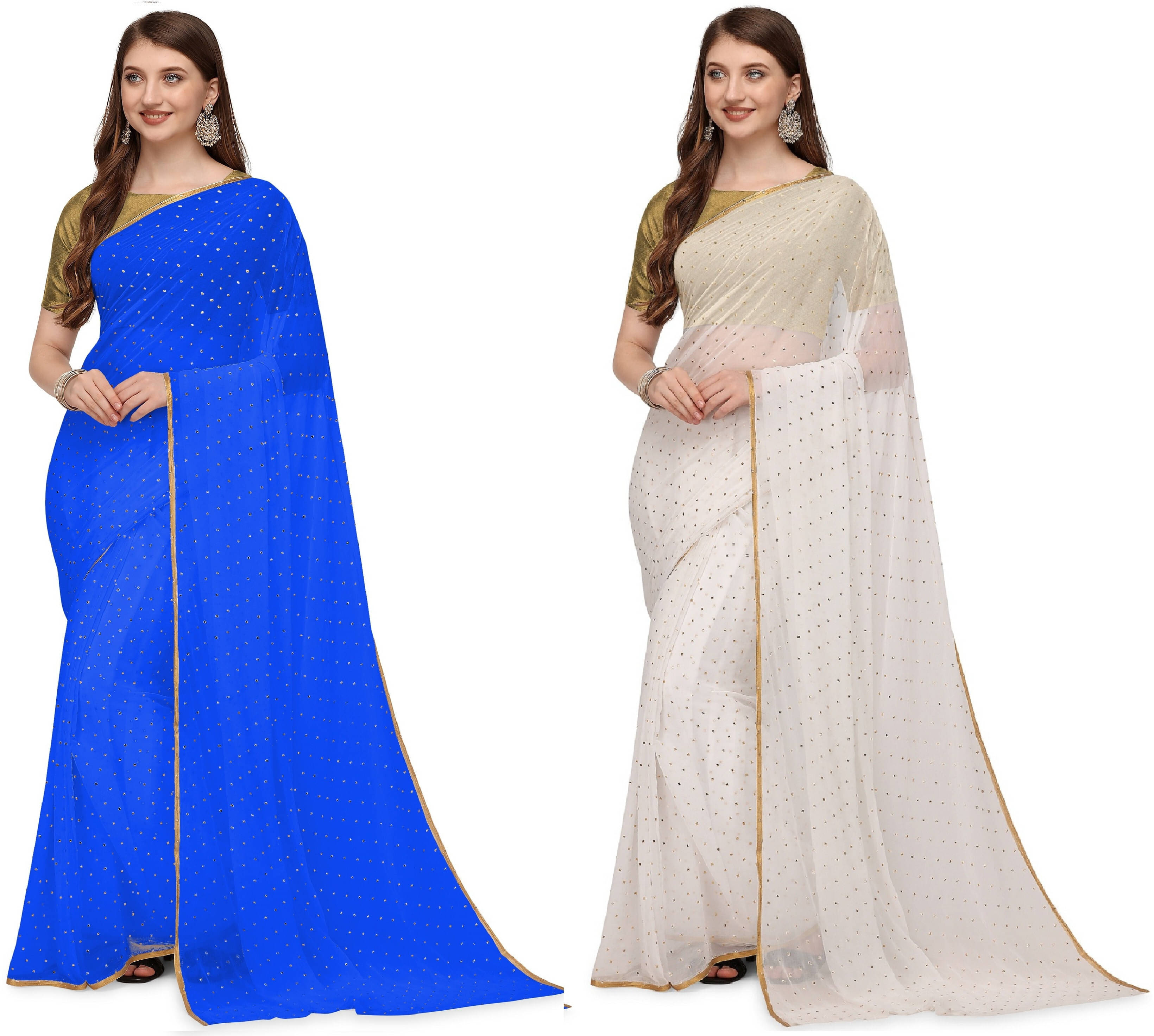     			RedFish Chiffon Solid Regular Saree With Unstitched Blouse Piece ( Multicolor )