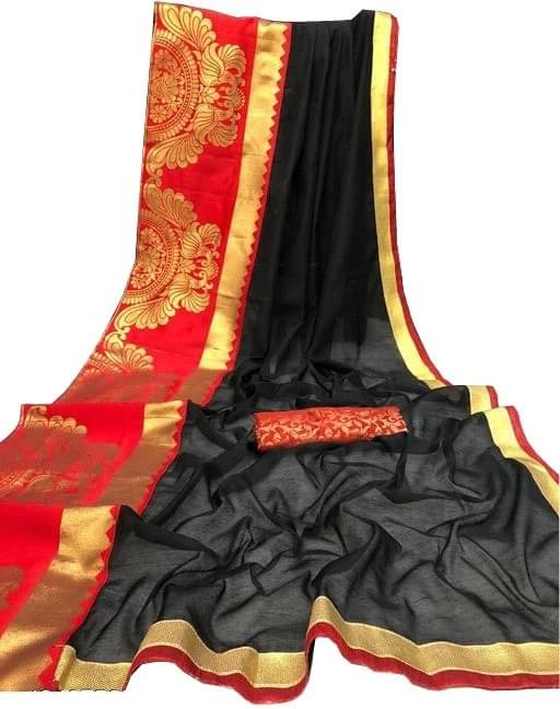     			RedFish Cotton Silk Printed Chanderi saree With Unstitched Blouse Piece ( Multicolor )