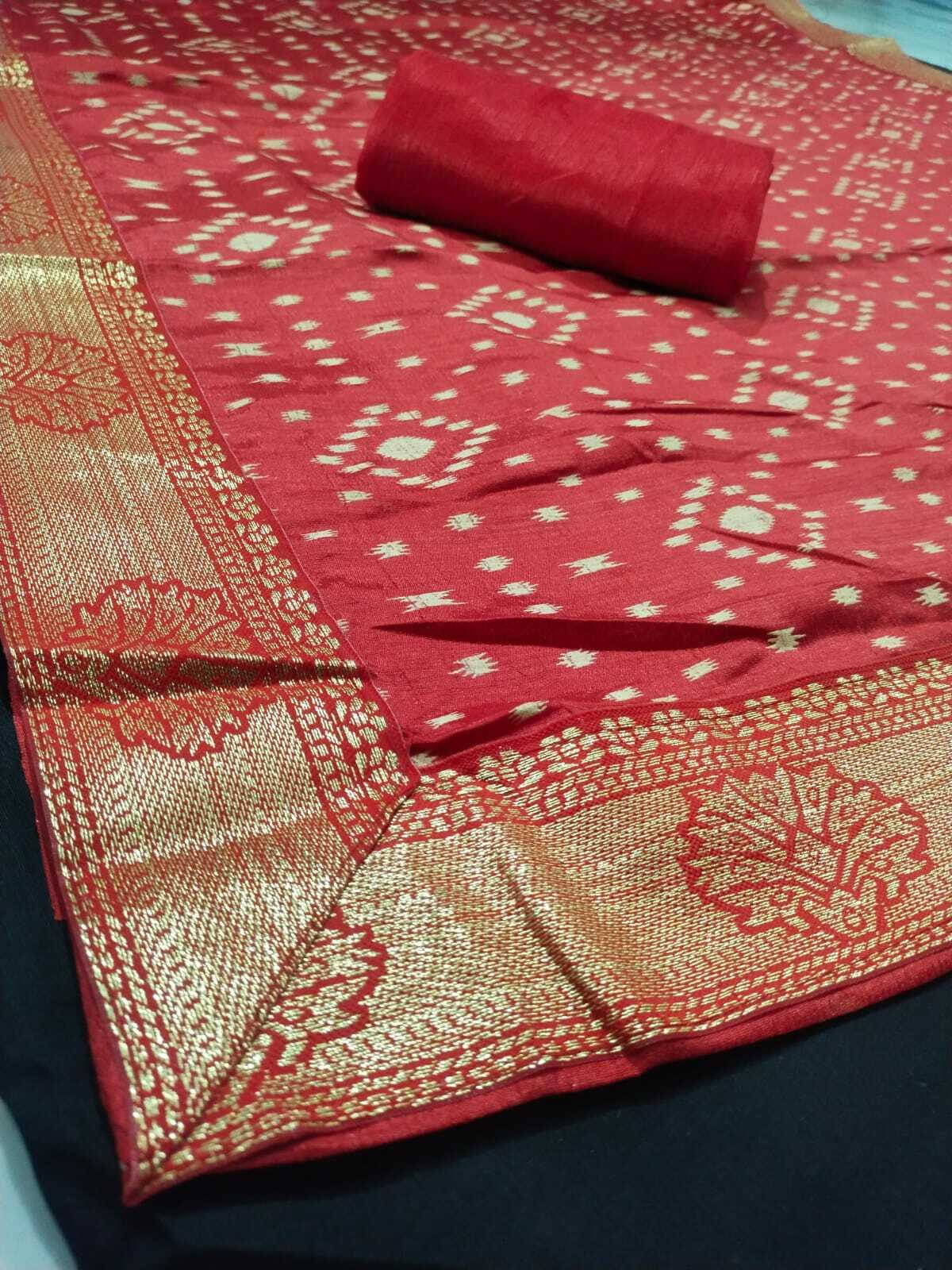 RedFish Cotton Silk Self Design Regular Saree With Unstitched Blouse Piece ( Red ) RedFish Cotton Silk Self Design Regular Saree With Unstitched Blouse Piece ( Red )