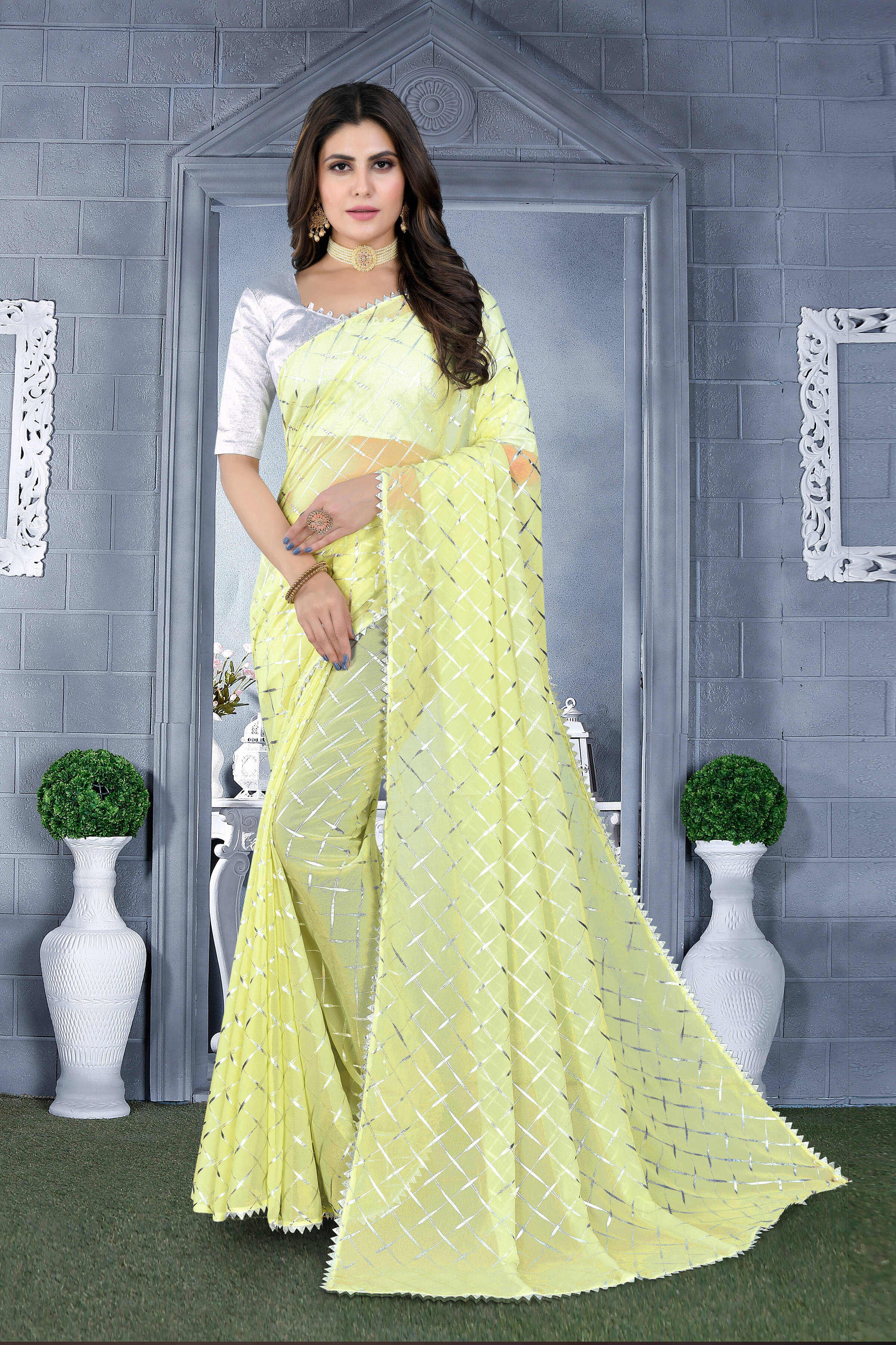 RedFish Georgette Embellished Regular Saree With Unstitched Blouse Piece ( Yellow ) RedFish Georgette Embellished Regular Saree With Unstitched Blouse Piece ( Yellow )