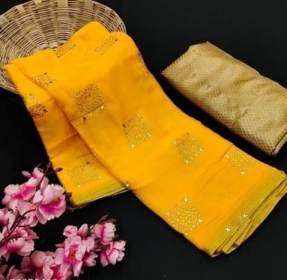 RedFish Georgette Printed Regular Saree With Unstitched Blouse Piece ( Yellow ) RedFish Georgette Printed Regular Saree With Unstitched Blouse Piece ( Yellow )
