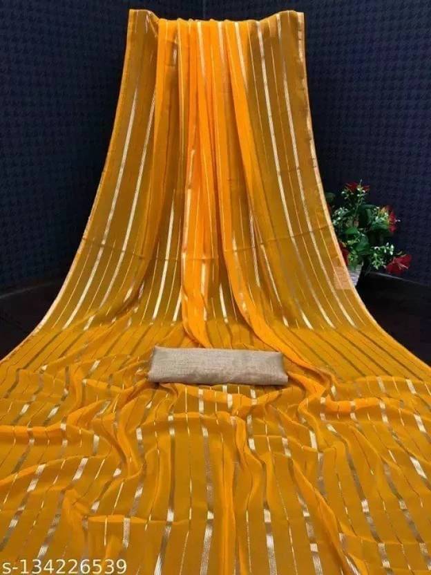 RedFish Georgette Self Design Regular Saree With Unstitched Blouse Piece ( Yellow ) RedFish Georgette Self Design Regular Saree With Unstitched Blouse Piece ( Yellow )
