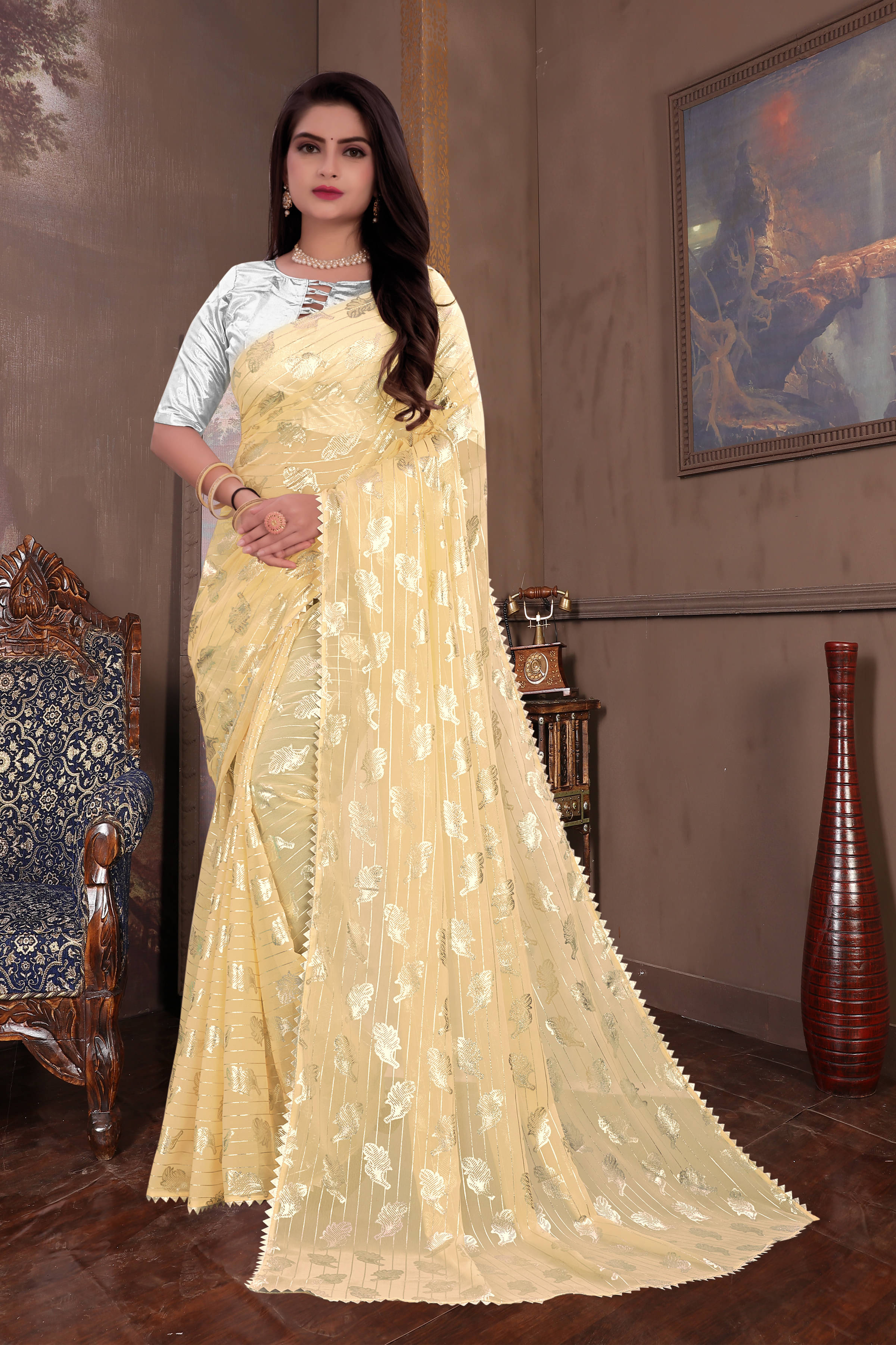 RedFish Georgette Self Design Regular Saree With Unstitched Blouse Piece ( Orange ) RedFish Georgette Self Design Regular Saree With Unstitched Blouse Piece ( Orange )