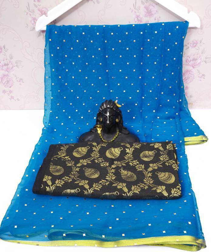     			RedFish Georgette Self Design Regular Saree With Unstitched Blouse Piece ( Light Blue )
