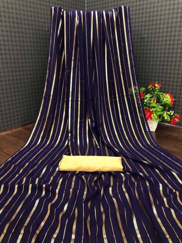 RedFish Georgette Self Design Regular Saree With Unstitched Blouse Piece ( Navy Blue ) RedFish Georgette Self Design Regular Saree With Unstitched Blouse Piece ( Navy Blue )