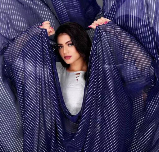 RedFish Georgette Striped Regular Saree With Unstitched Blouse Piece ( Navy Blue ) RedFish Georgette Striped Regular Saree With Unstitched Blouse Piece ( Navy Blue )