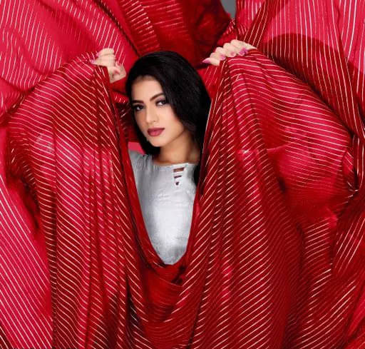 RedFish Georgette Striped Regular Saree With Unstitched Blouse Piece ( Red ) RedFish Georgette Striped Regular Saree With Unstitched Blouse Piece ( Red )