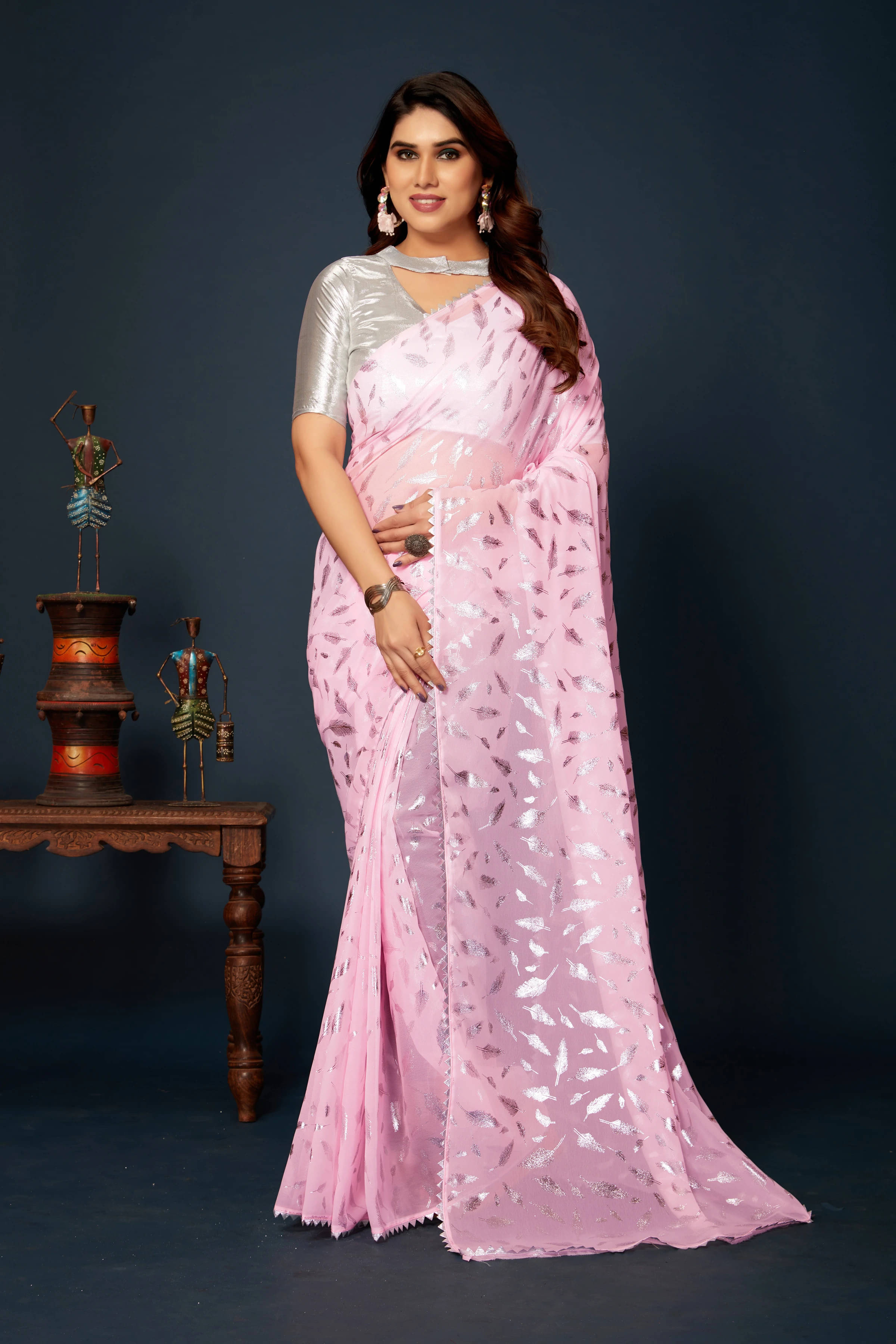 RedFish Lycra Self Design Regular Saree With Unstitched Blouse Piece ( Pink ) RedFish Lycra Self Design Regular Saree With Unstitched Blouse Piece ( Pink )
