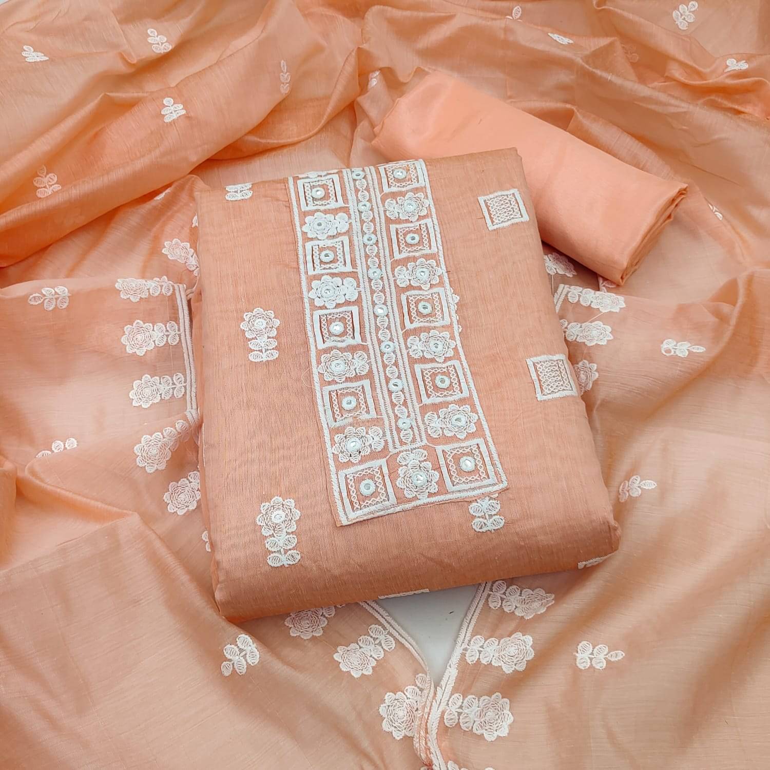 Shree Mahantam Women Cotton Unstitched Dress Material ( Peach ) Shree Mahantam Women Cotton Unstitched Dress Material ( Peach )