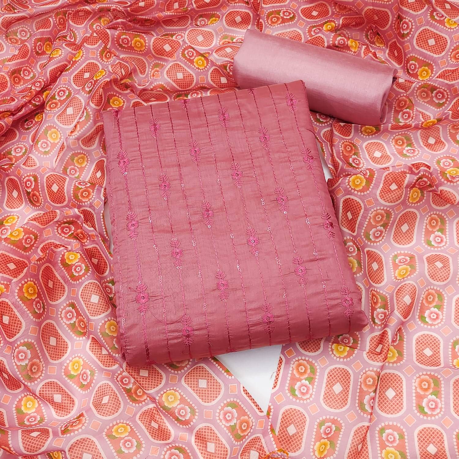 Shree Mahantam Women Cotton Unstitched Dress Material ( Peach ) Shree Mahantam Women Cotton Unstitched Dress Material ( Peach )