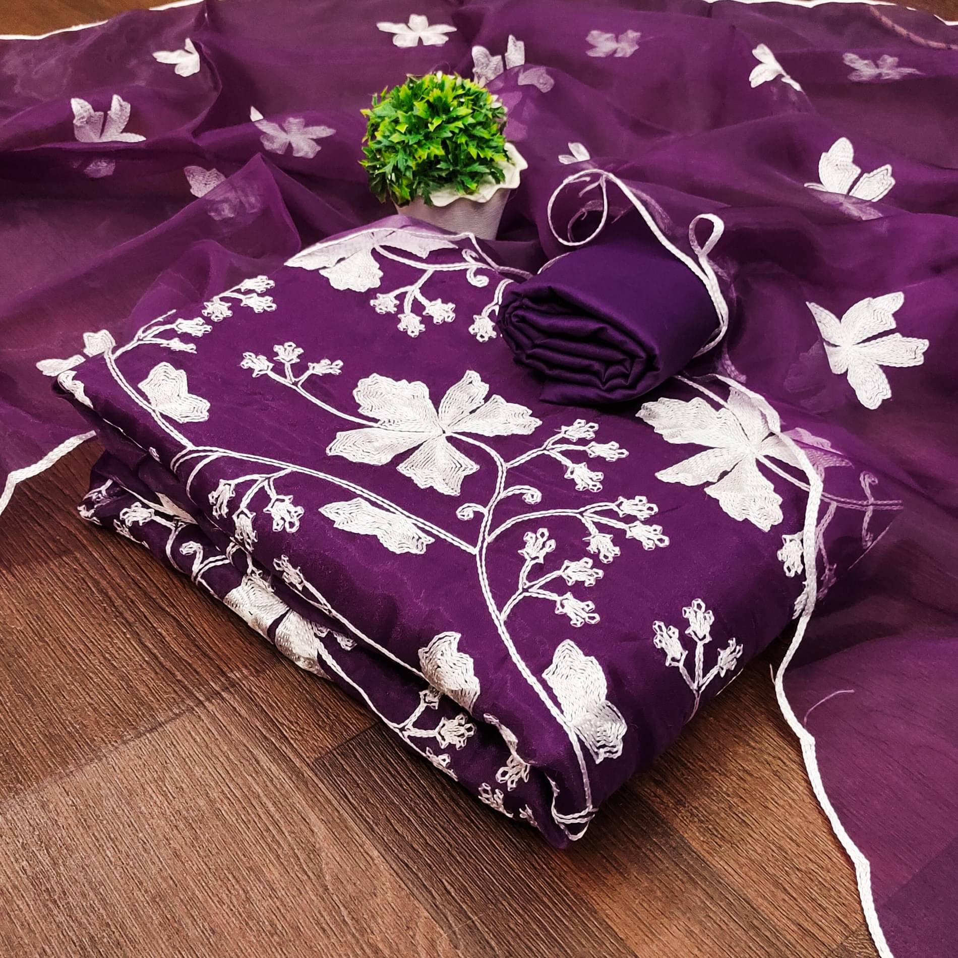     			Shree Mahantam Women Organza Unstitched Dress Material ( Purple )