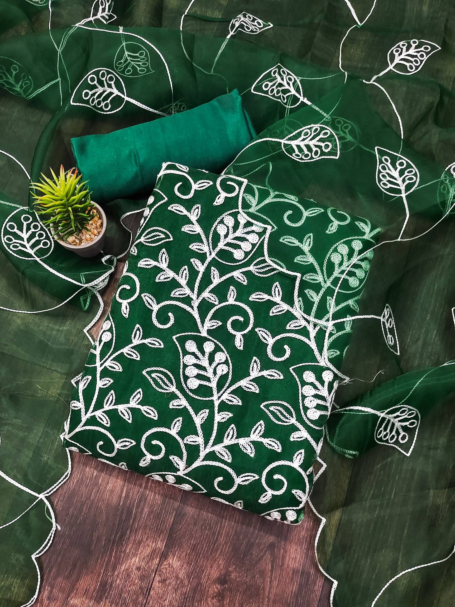     			Shree Mahantam Women Organza Unstitched Dress Material ( Green )