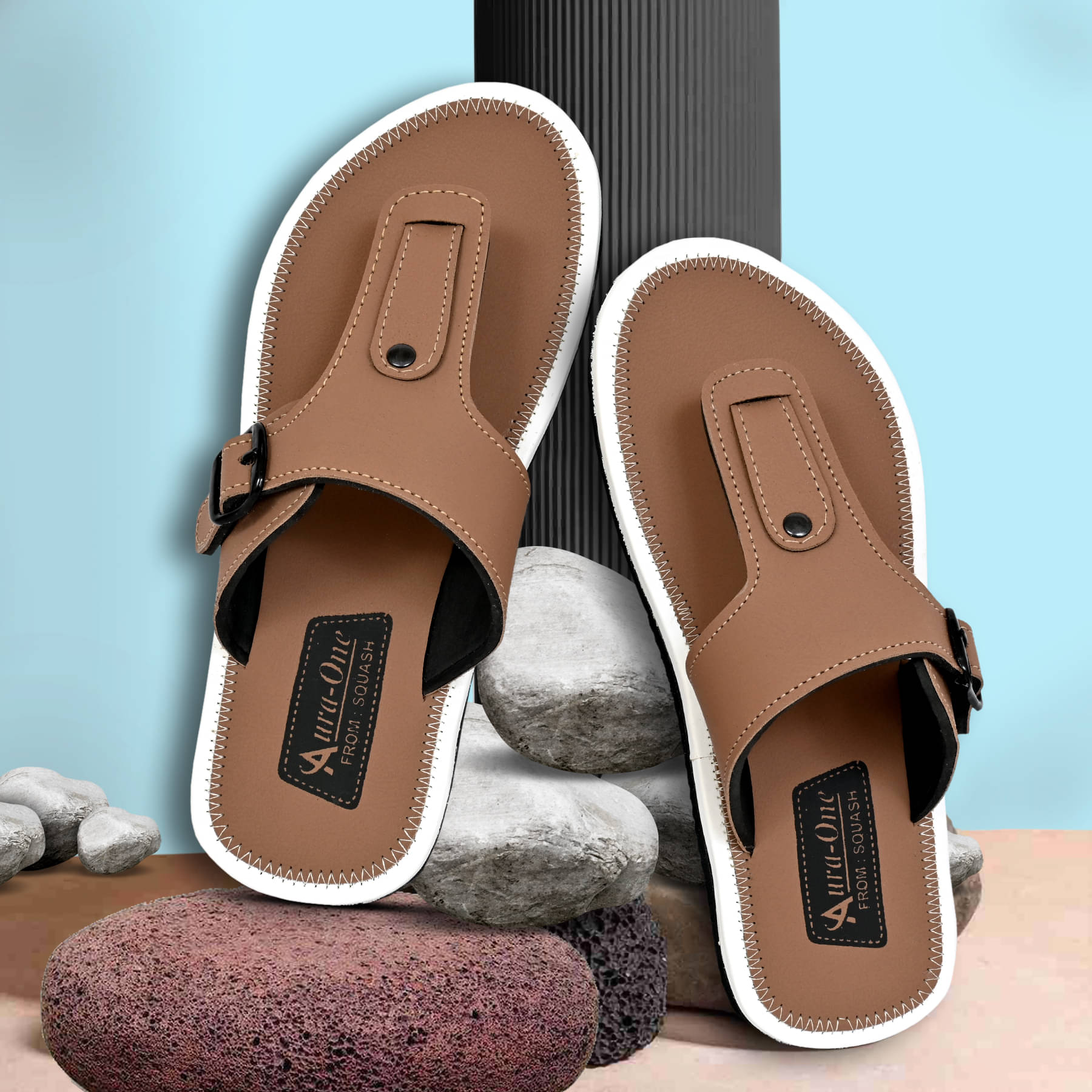     			Squash Brown Men's Leather Slipper
