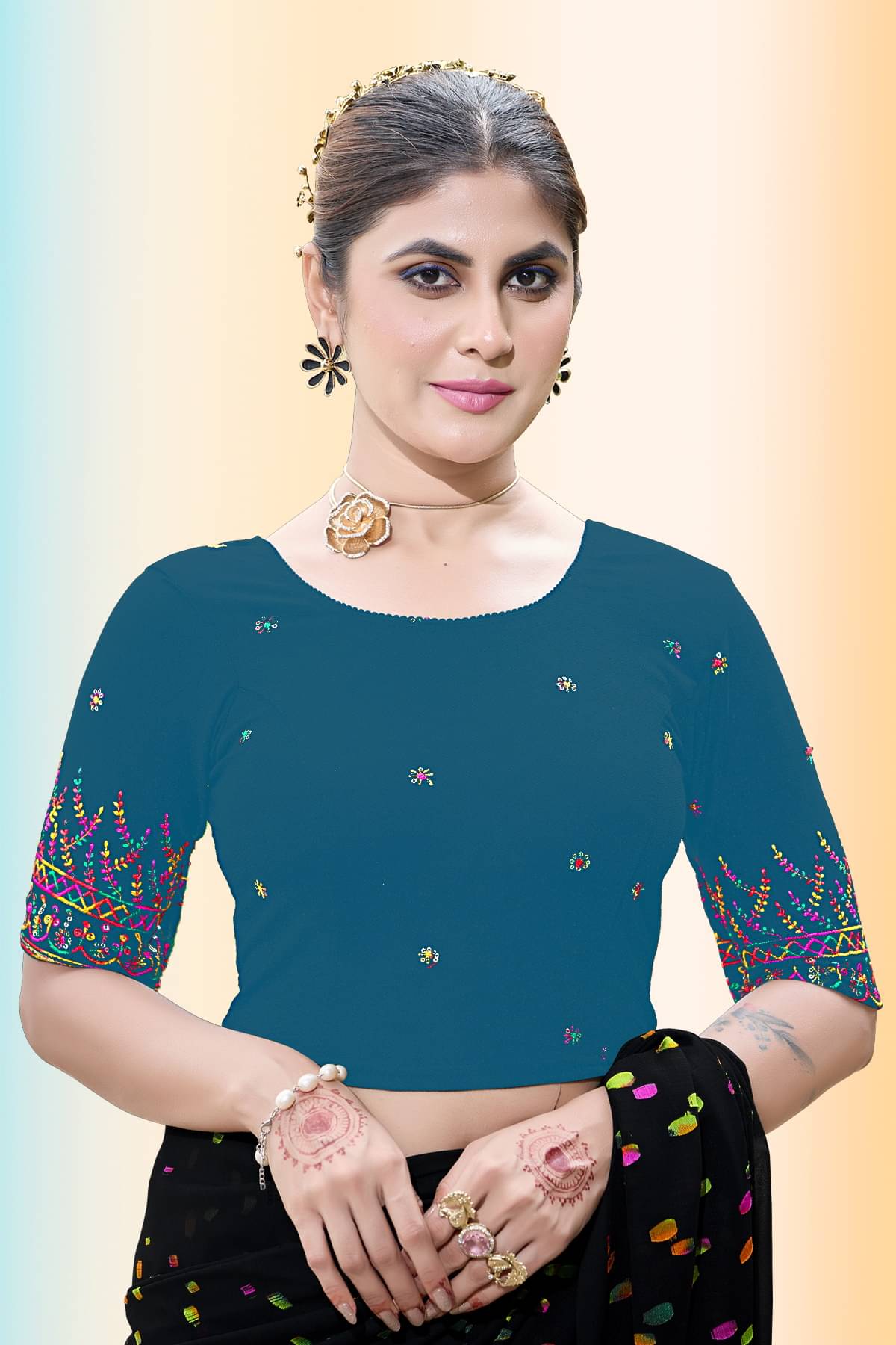 TANISHAM FEB TEX Sea Green Readymade without Pad Cotton Blend Women's Blouse ( Pack of 1 ) TANISHAM FEB TEX Sea Green Readymade without Pad Cotton Blend Women's Blouse ( Pack of 1 )