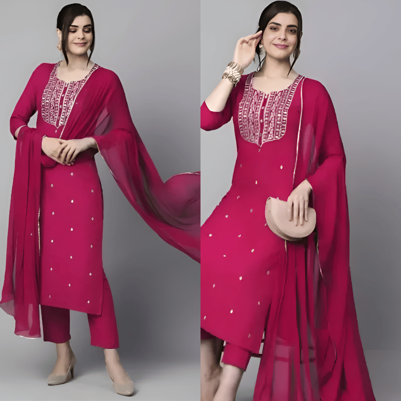     			TEXPA FASHION Women Rayon Embroidered A-line Kurti With Pants ( Pink )
