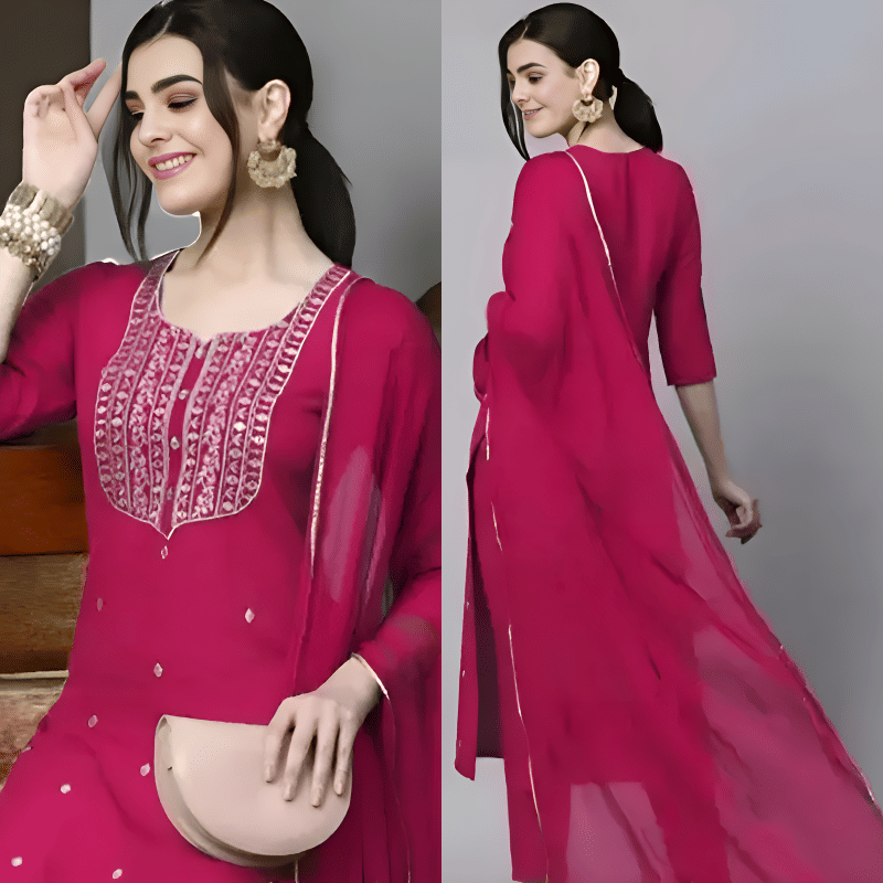 TEXPA FASHION Women Rayon Embroidered A-line Kurti With Pants ( Pink )     			TEXPA FASHION Women Rayon Embroidered A-line Kurti With Pants ( Pink )