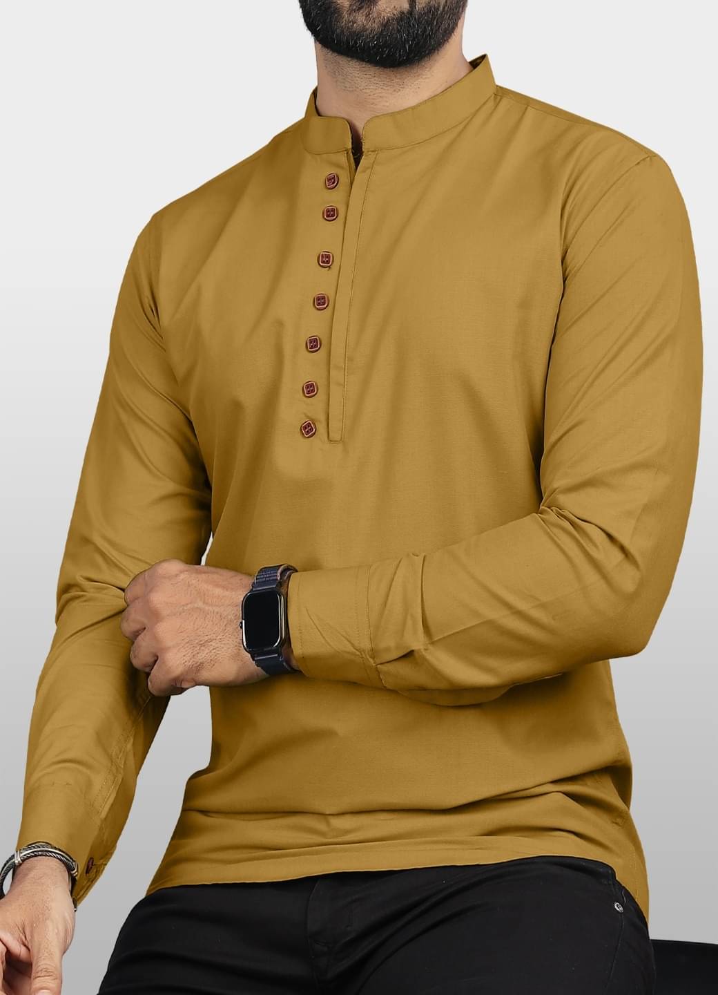 VTEXX Mustard Cotton Blend Men's Regular Kurta ( Pack of 1 ) VTEXX Mustard Cotton Blend Men's Regular Kurta ( Pack of 1 )