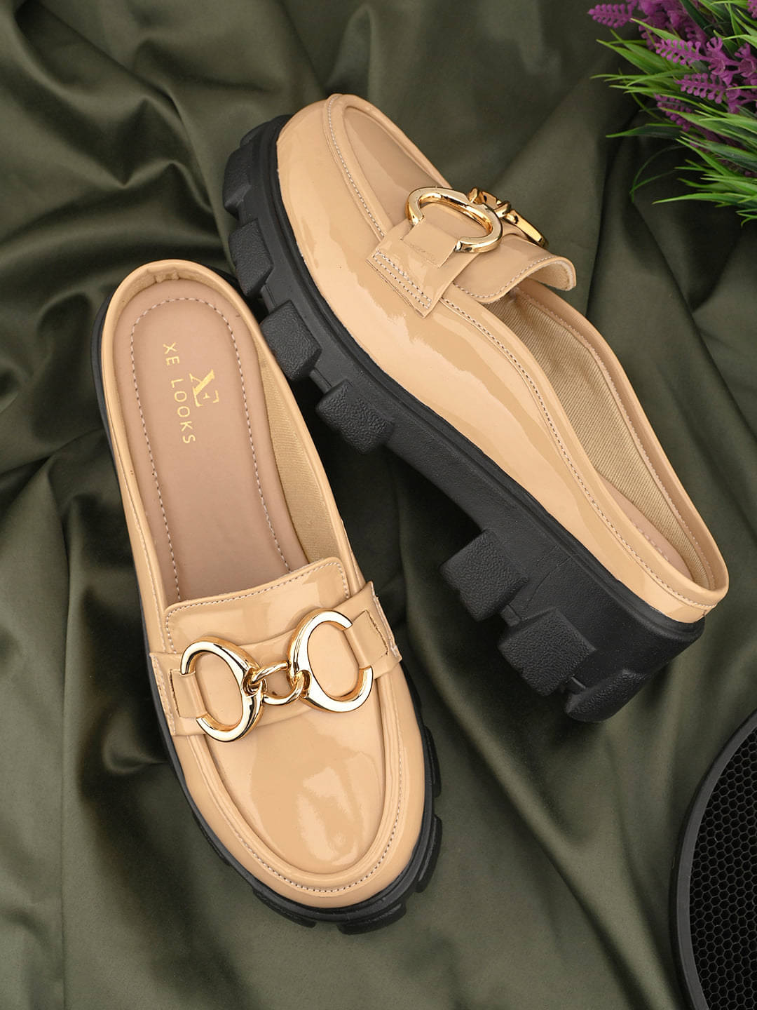     			XE Looks Beige Women's Slip On Heels