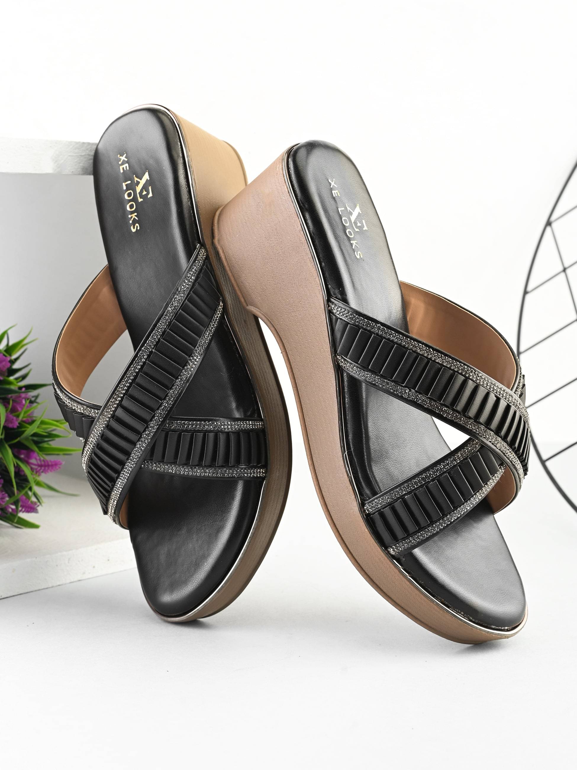 XE Looks Black Women's Slip On Heels XE Looks Black Women's Slip On Heels